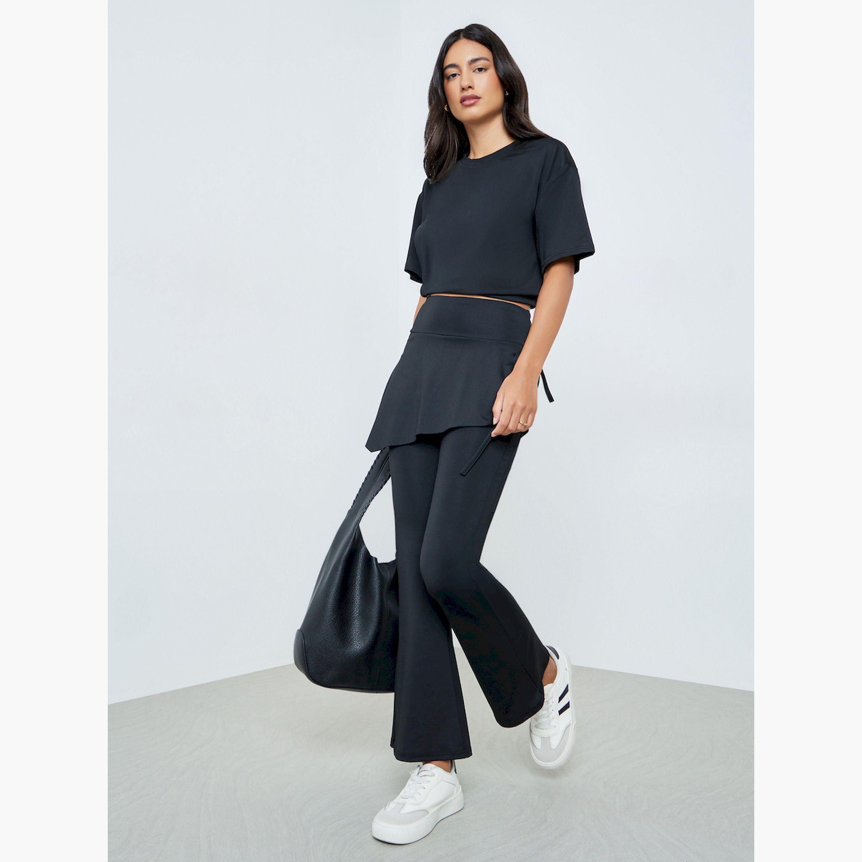ستايلي - بنطال ضيق أسود واسع الساقين طبقات متعددة-women-clothing-bottoms-leggings-image-2