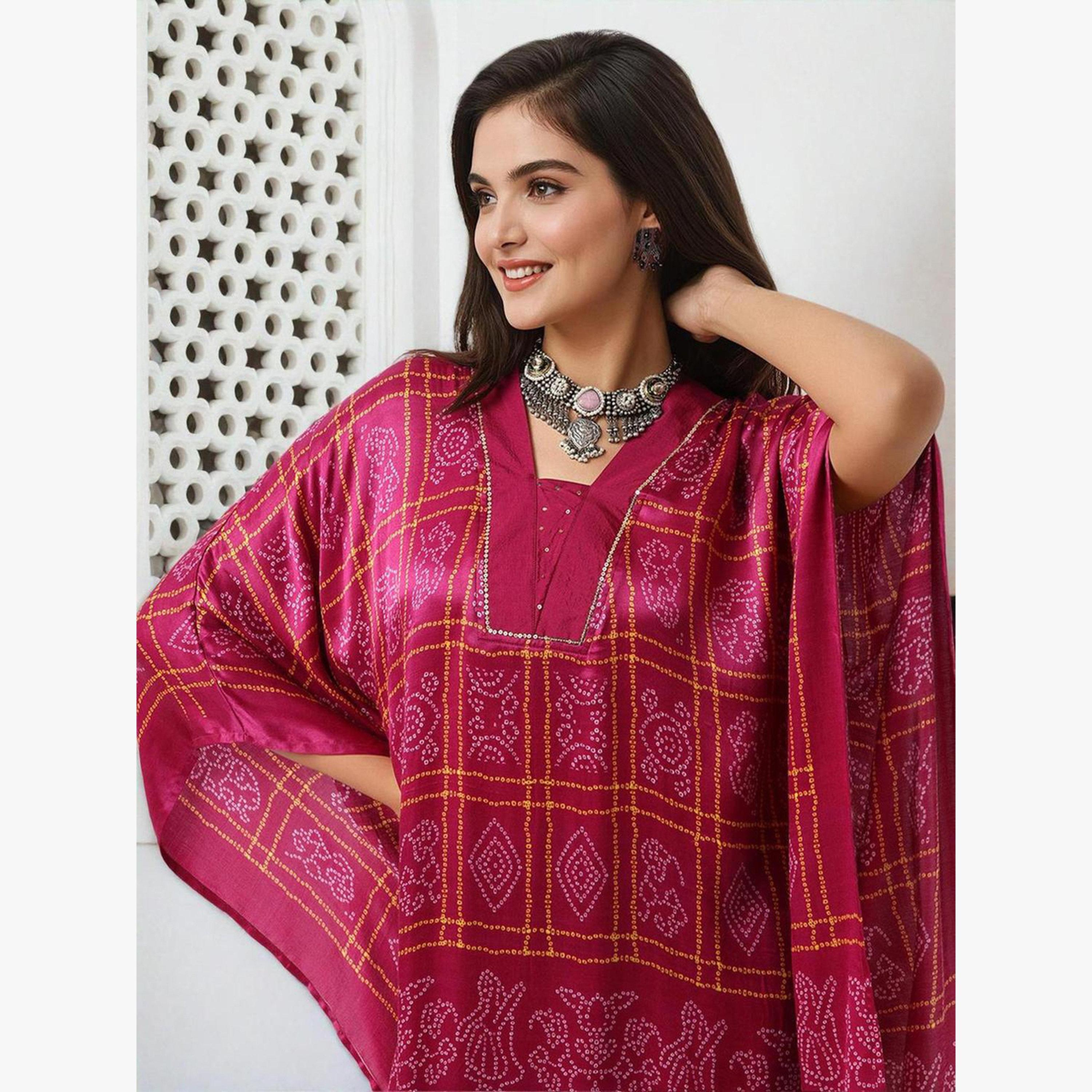 Ishin X Styli Red Viscose Printed Relaxed Fit Midi Dress-women-clothing-dresses-image-4