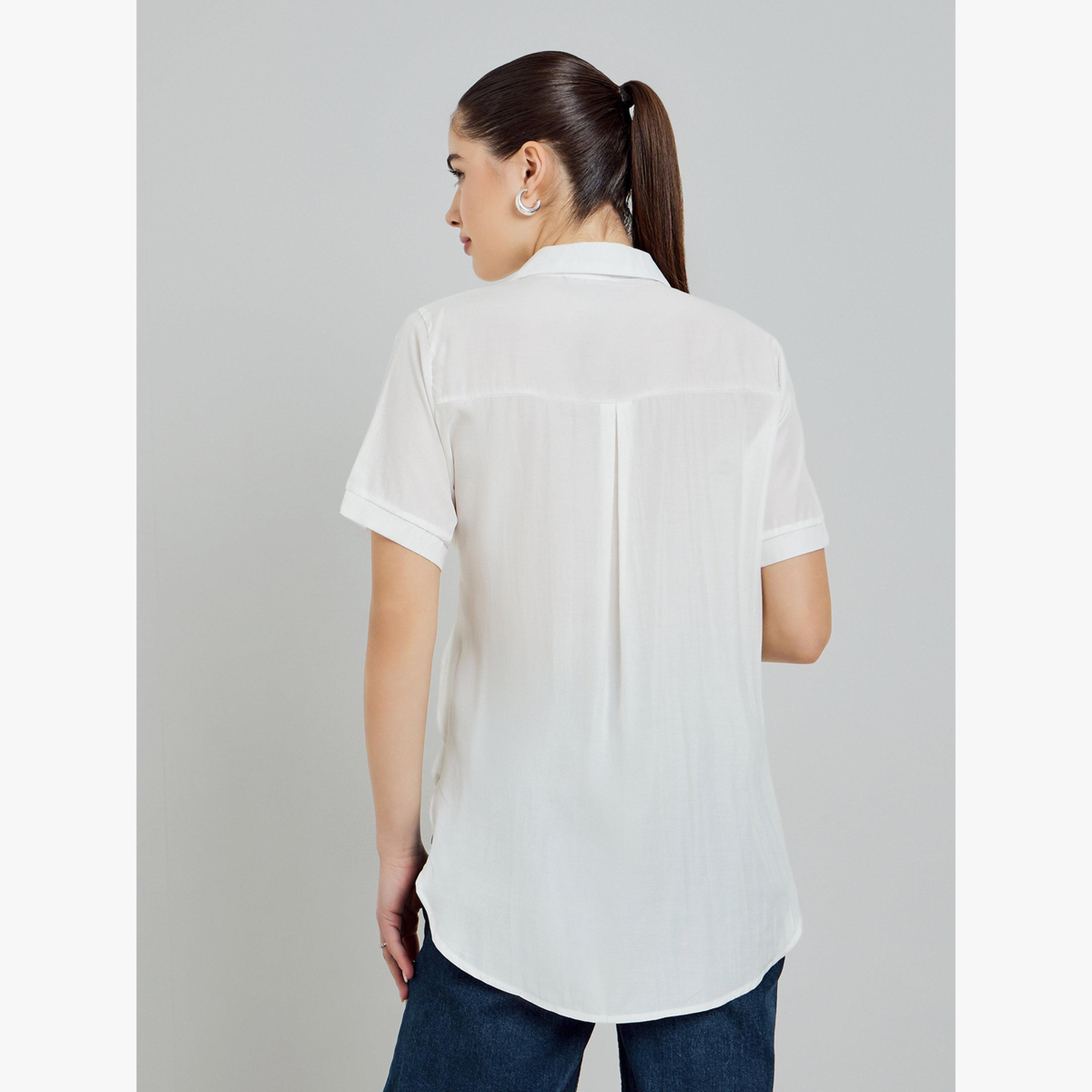 Styli White Longline Shirt with Chain Detail-women-clothing-shirtsandblouses-blouses-image-4