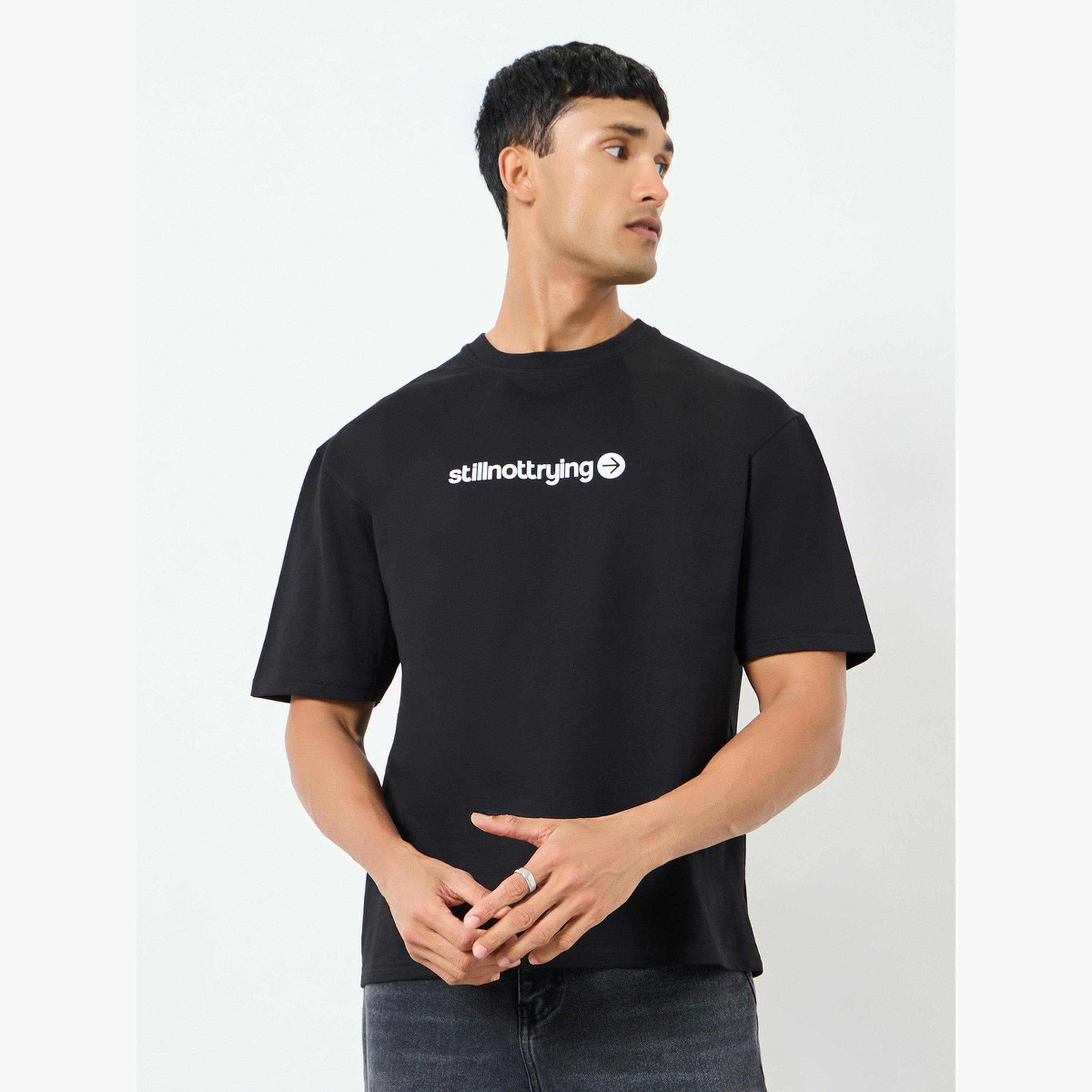Styli Men Black Graphic Print Cotton Oversized T-Shirt-men-clothing-tshirtsandpolos-tshirts-image-1