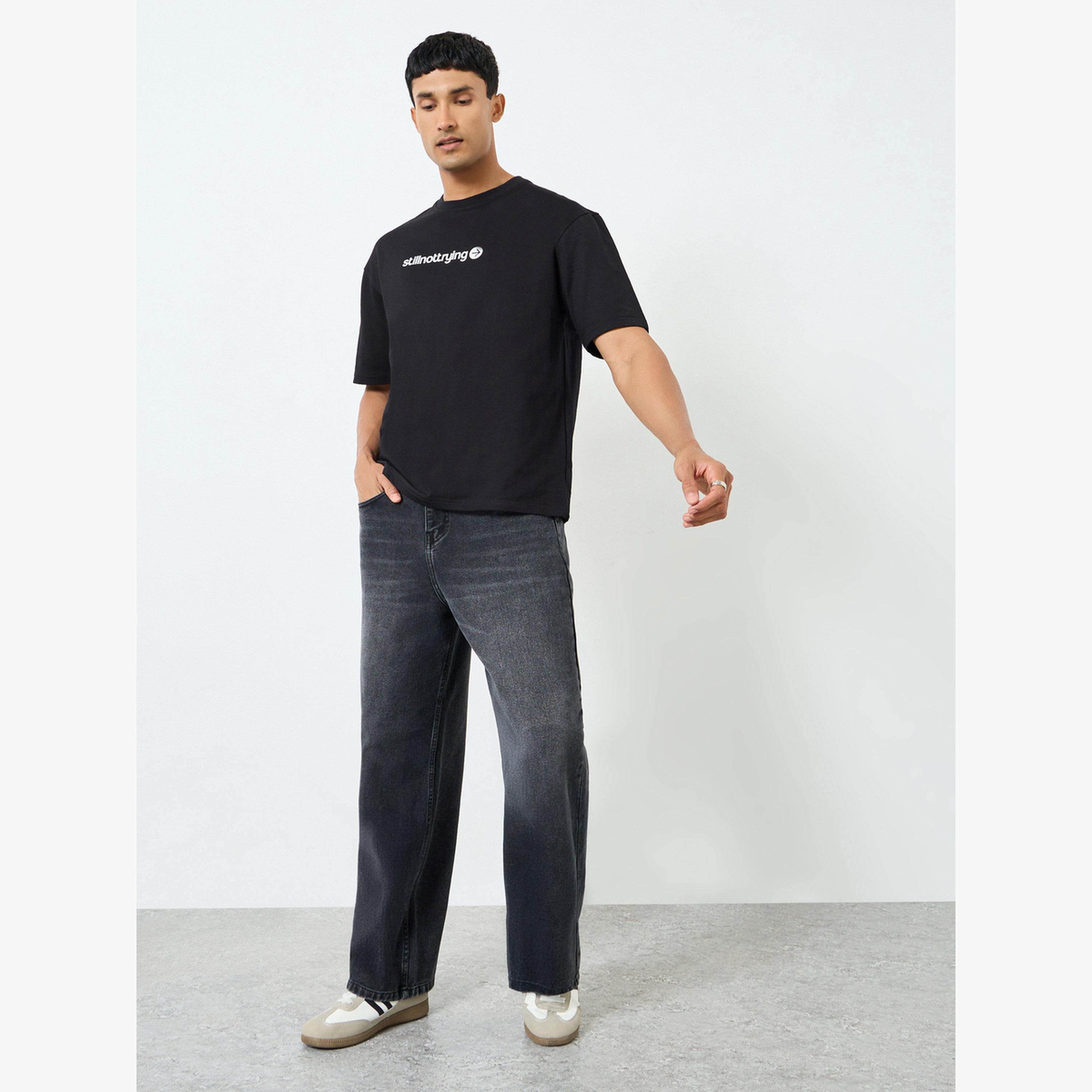 Styli Men Black Graphic Print Cotton Oversized T-Shirt-men-clothing-tshirtsandpolos-tshirts-image-2