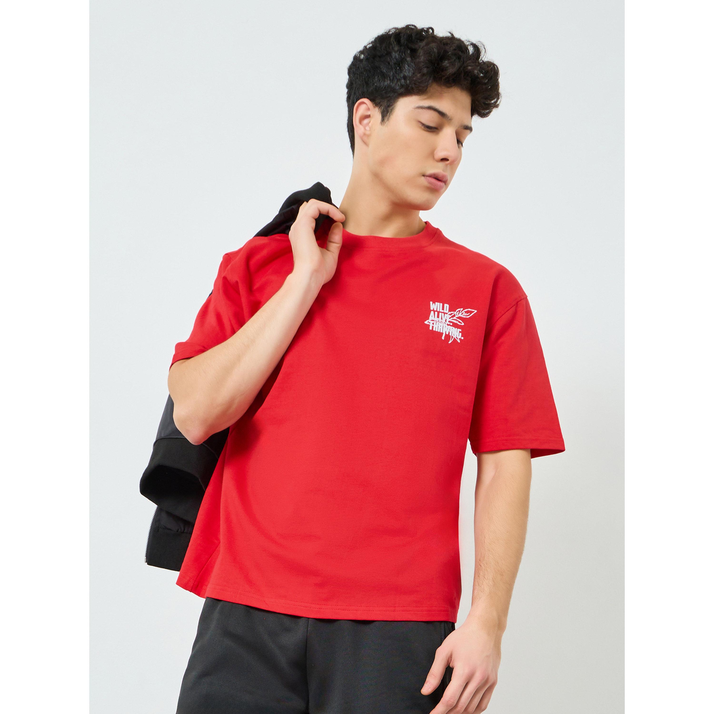 Styli Men Red Graphic Print Oversized T-Shirt-men-clothing-tshirtsandpolos-tshirts-image-3
