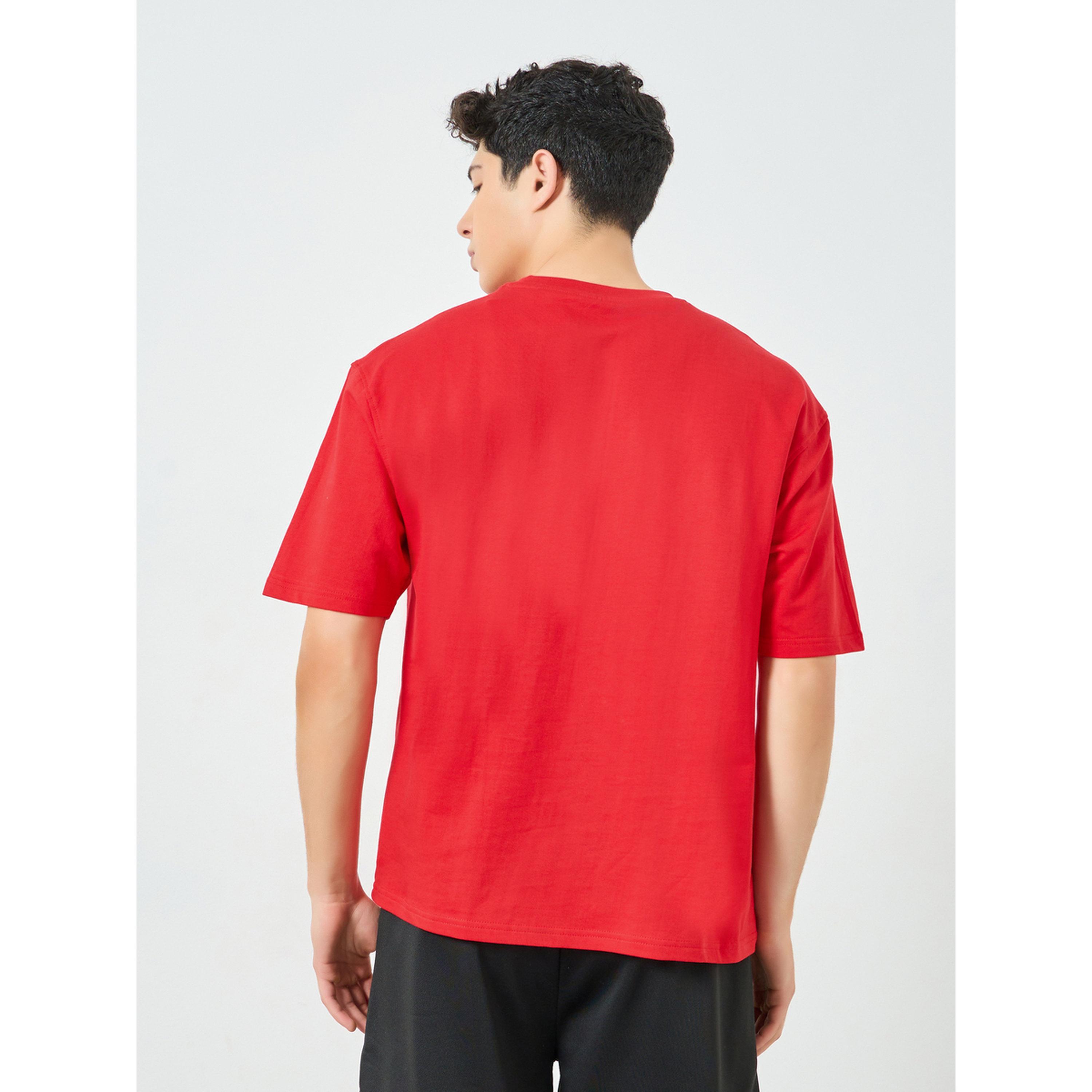 Styli Men Red Graphic Print Oversized T-Shirt-men-clothing-tshirtsandpolos-tshirts-image-4