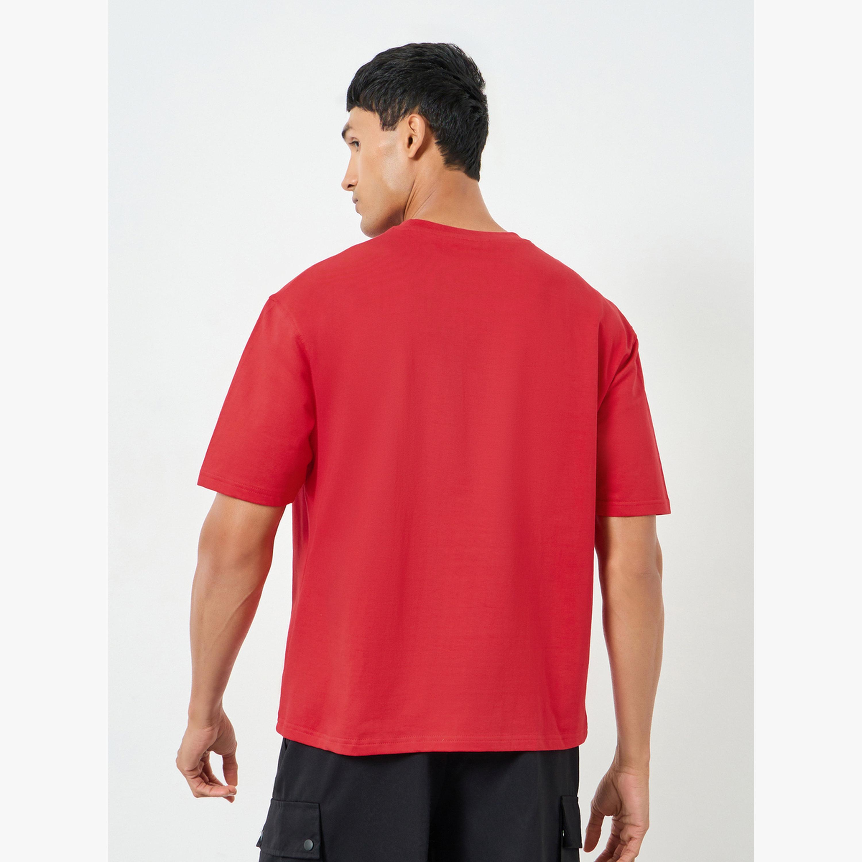 Styli Men Red Slogan Printed Oversized Terry T-Shirt-men-clothing-tshirtsandpolos-tshirts-image-3