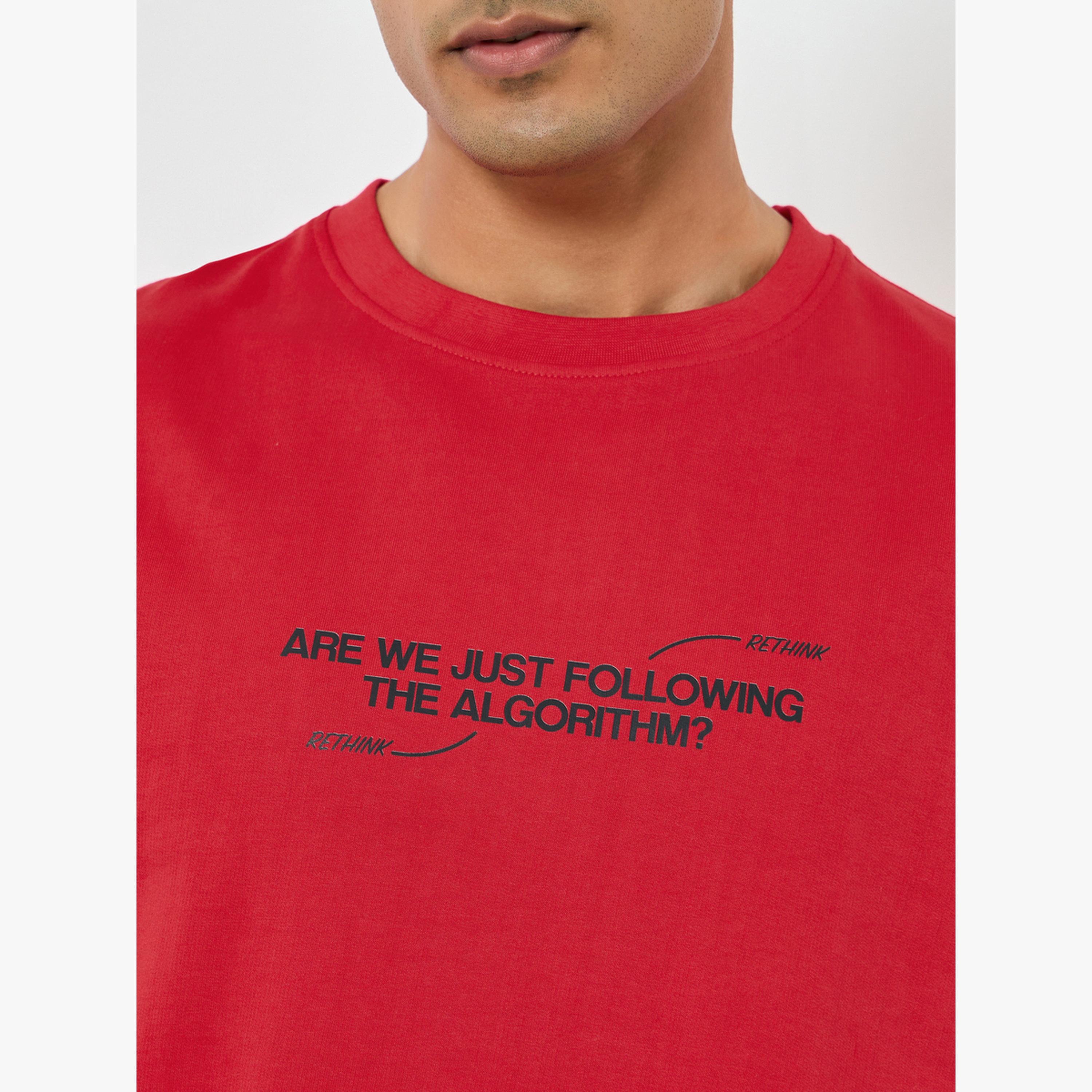 Styli Men Red Slogan Printed Oversized Terry T-Shirt-men-clothing-tshirtsandpolos-tshirts-image-4