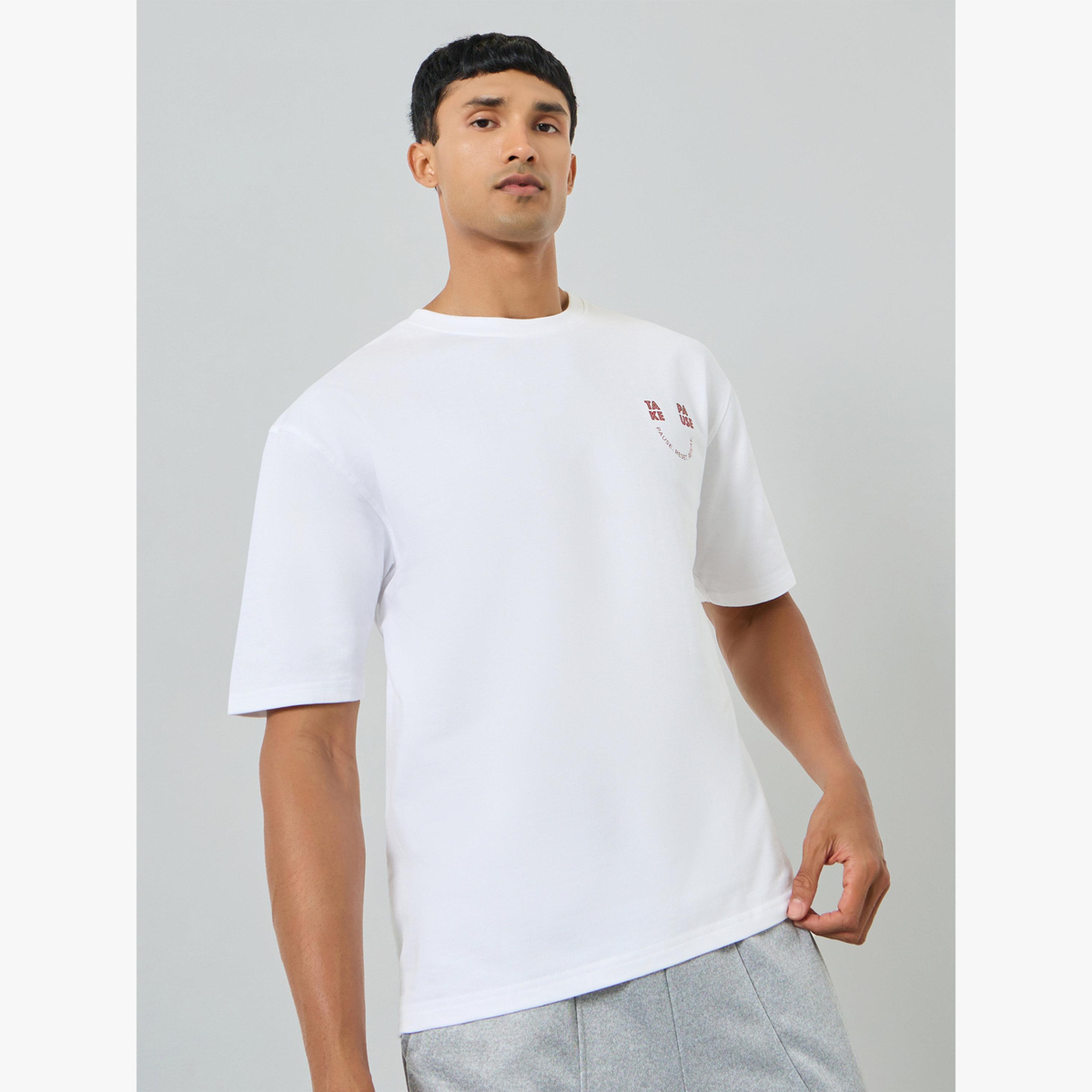 Styli Men White Graphic Print Crew Neck T-Shirt-men-clothing-tshirtsandpolos-tshirts-image-1