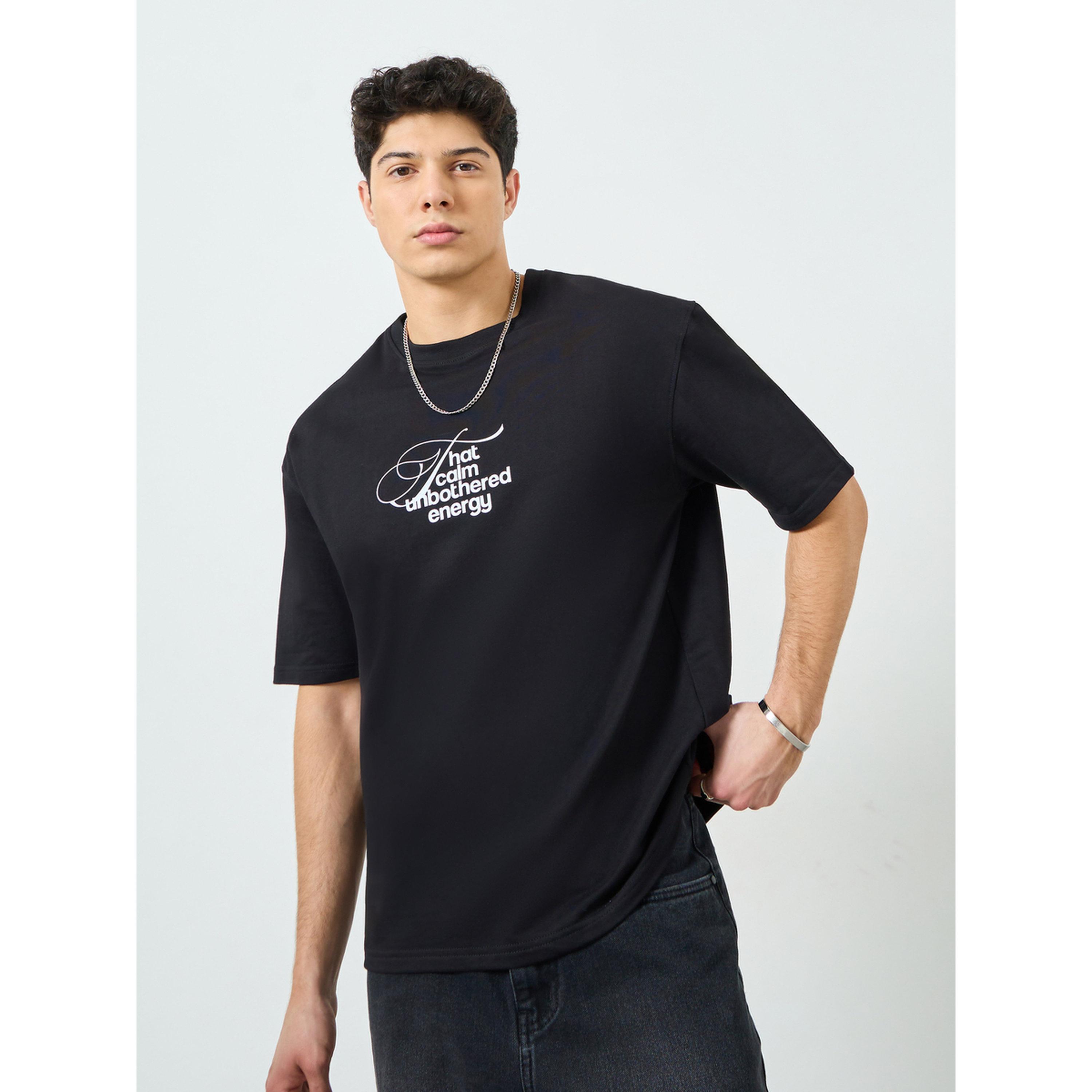 Styli Men Black Graphic Print Oversized T-Shirt-men-clothing-tshirtsandpolos-tshirts-image-1