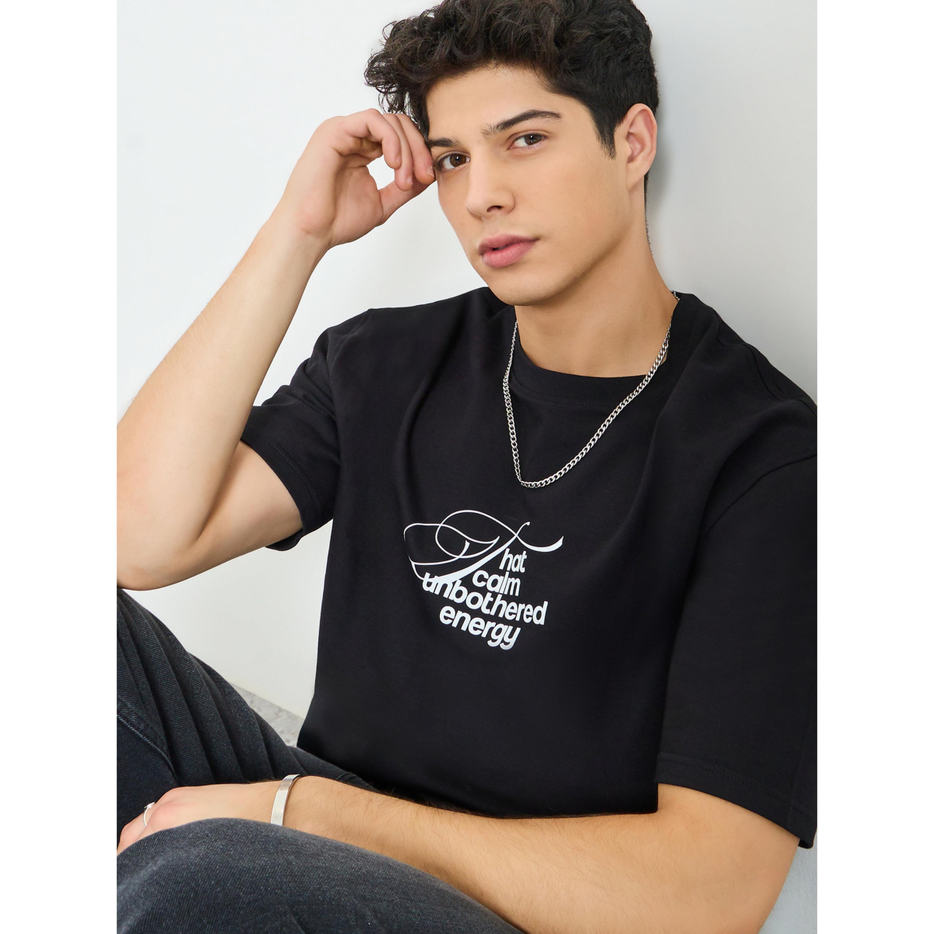 Styli Men Black Graphic Print Oversized T-Shirt-men-clothing-tshirtsandpolos-tshirts-image-3