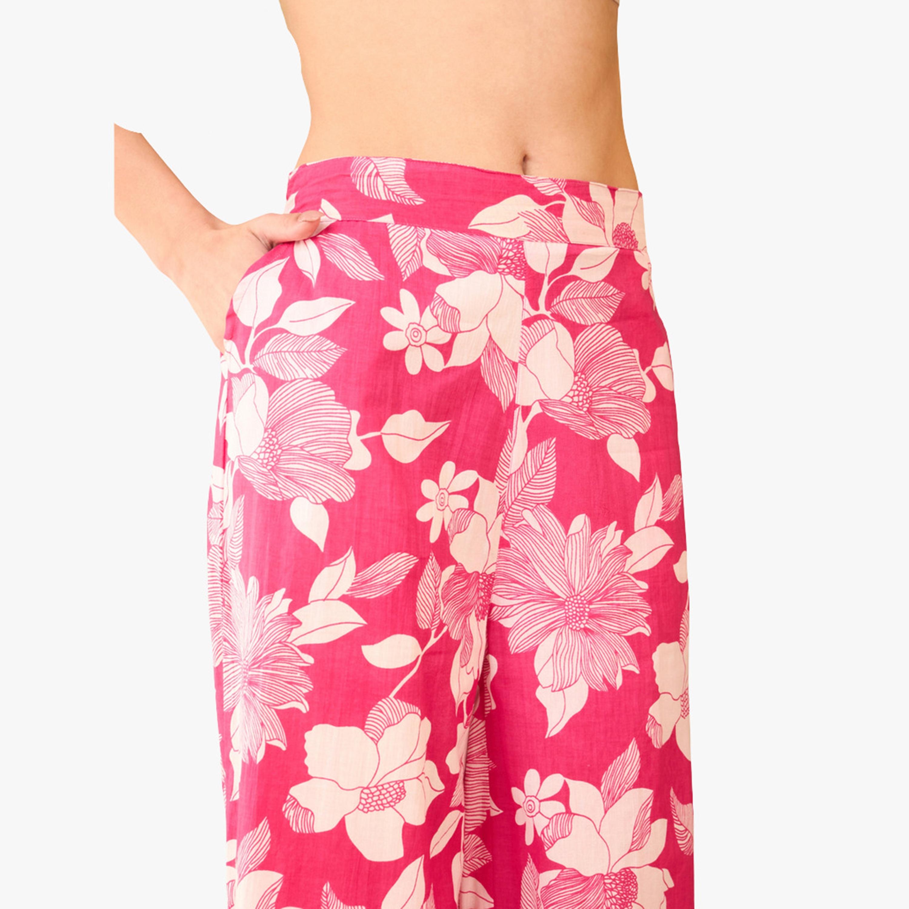 Imana X Styli Pink Floral Printed Pure Cotton Shirt with Trousers Co-Ords-women-clothing-coordsets-image-5