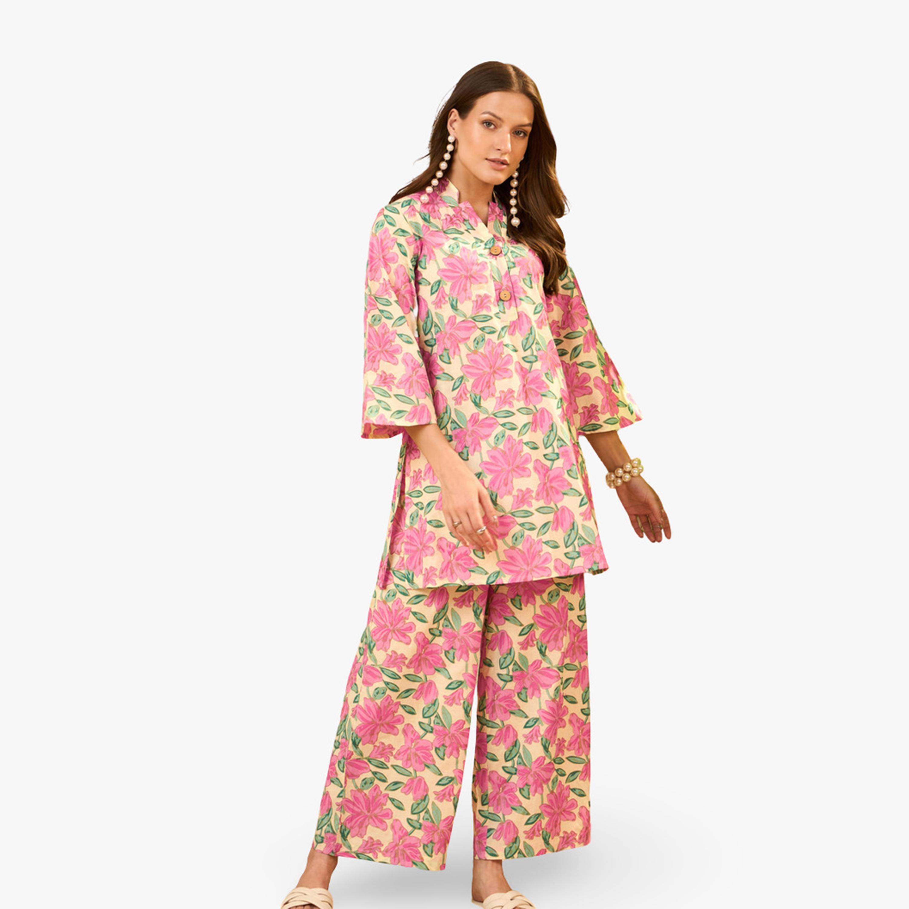 Imana X Styli Printed Pure Cotton Printed Kurti and Trousers Co-Ords-women-clothing-coordsets-image-1