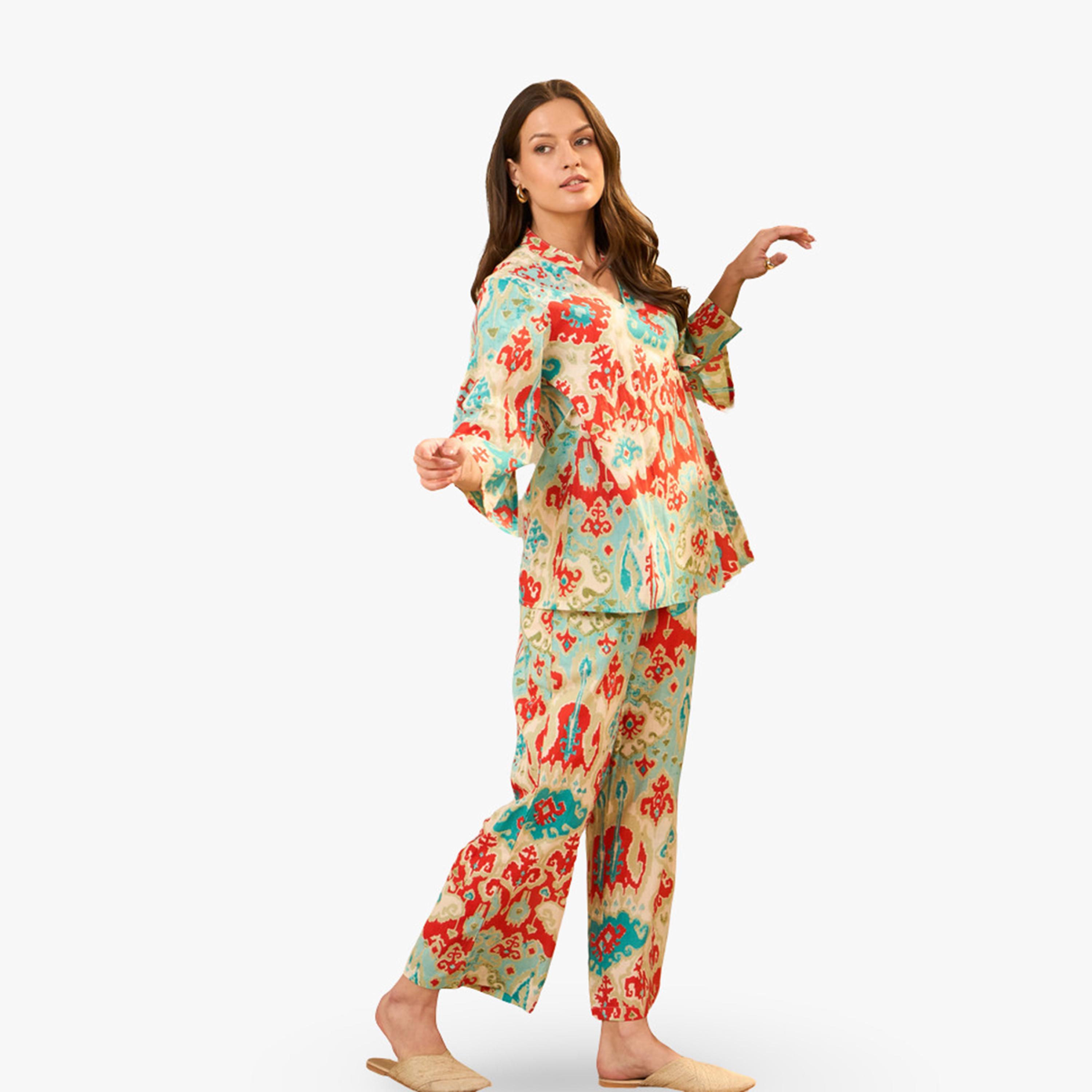Imana X Styli Printed Pure Cotton Printed Tunic and Trousers Co-Ords-women-clothing-coordsets-image-3