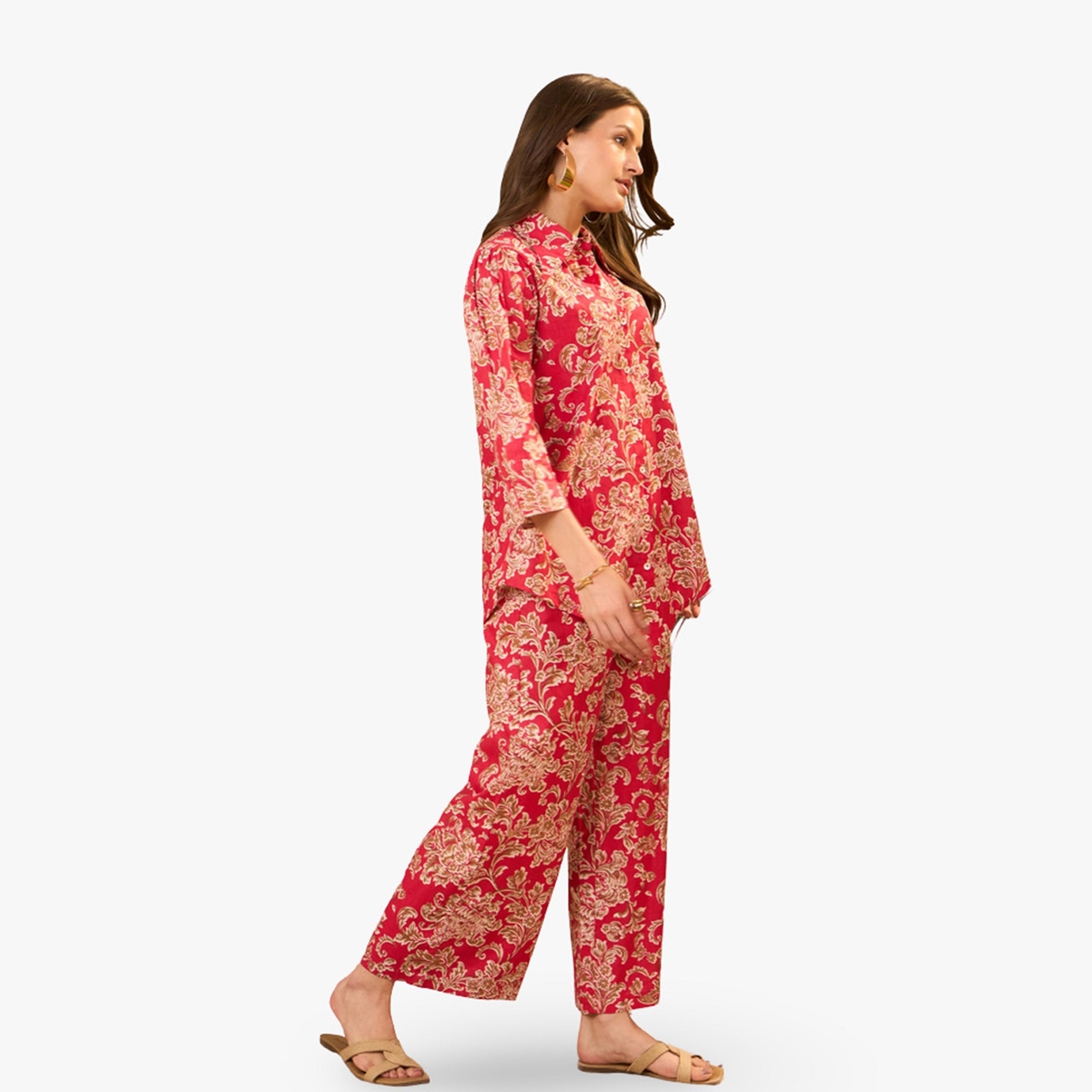 Imana X Styli Floral Printed Pure Cotton Tunic and Trousers Co-Ords-women-clothing-coordsets-image-3