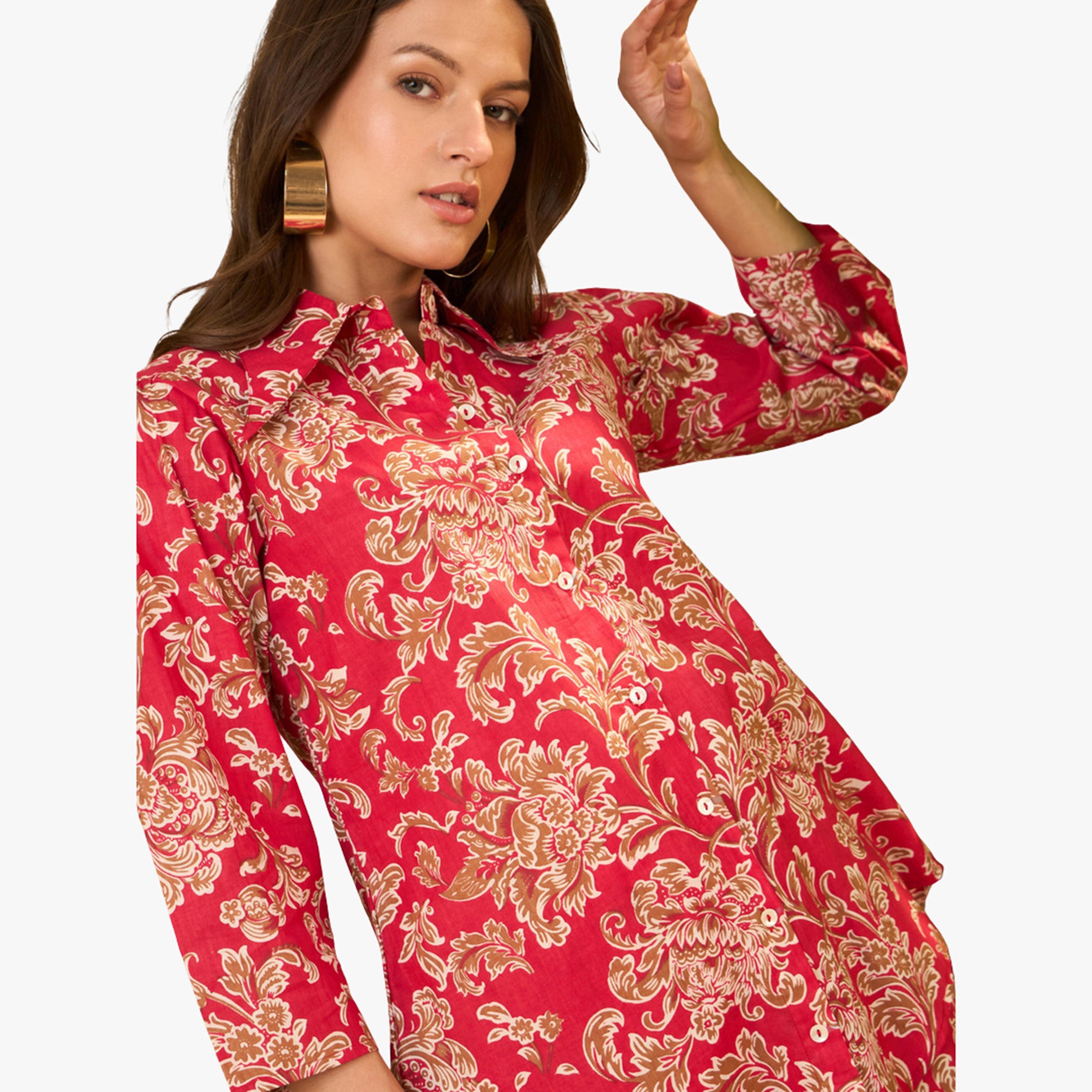 Imana X Styli Floral Printed Pure Cotton Tunic and Trousers Co-Ords-women-clothing-coordsets-image-6