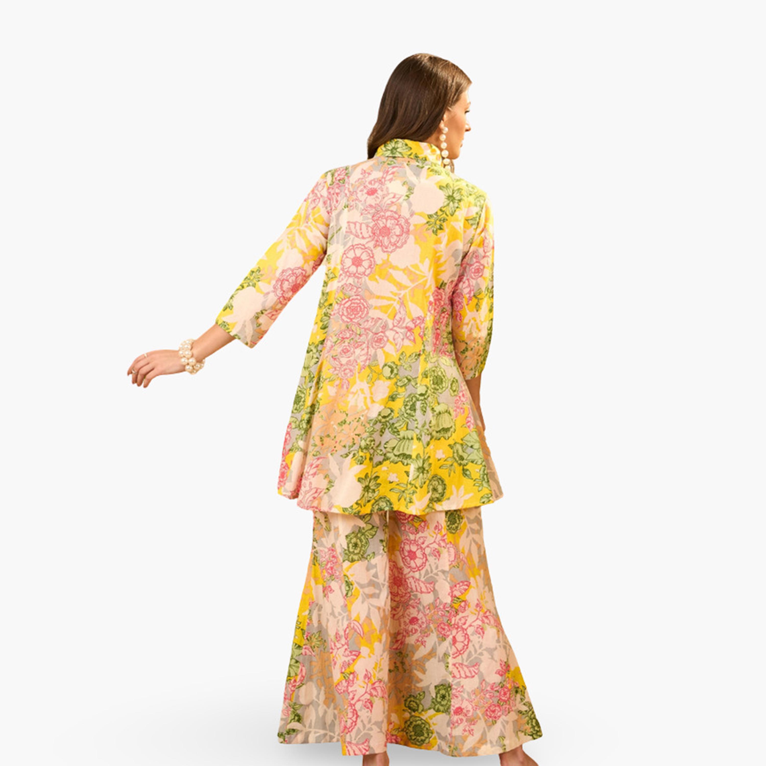 Imana X Styli Floral Printed Pure Cotton Tunic and Trousers Co-Ords-women-clothing-coordsets-image-2