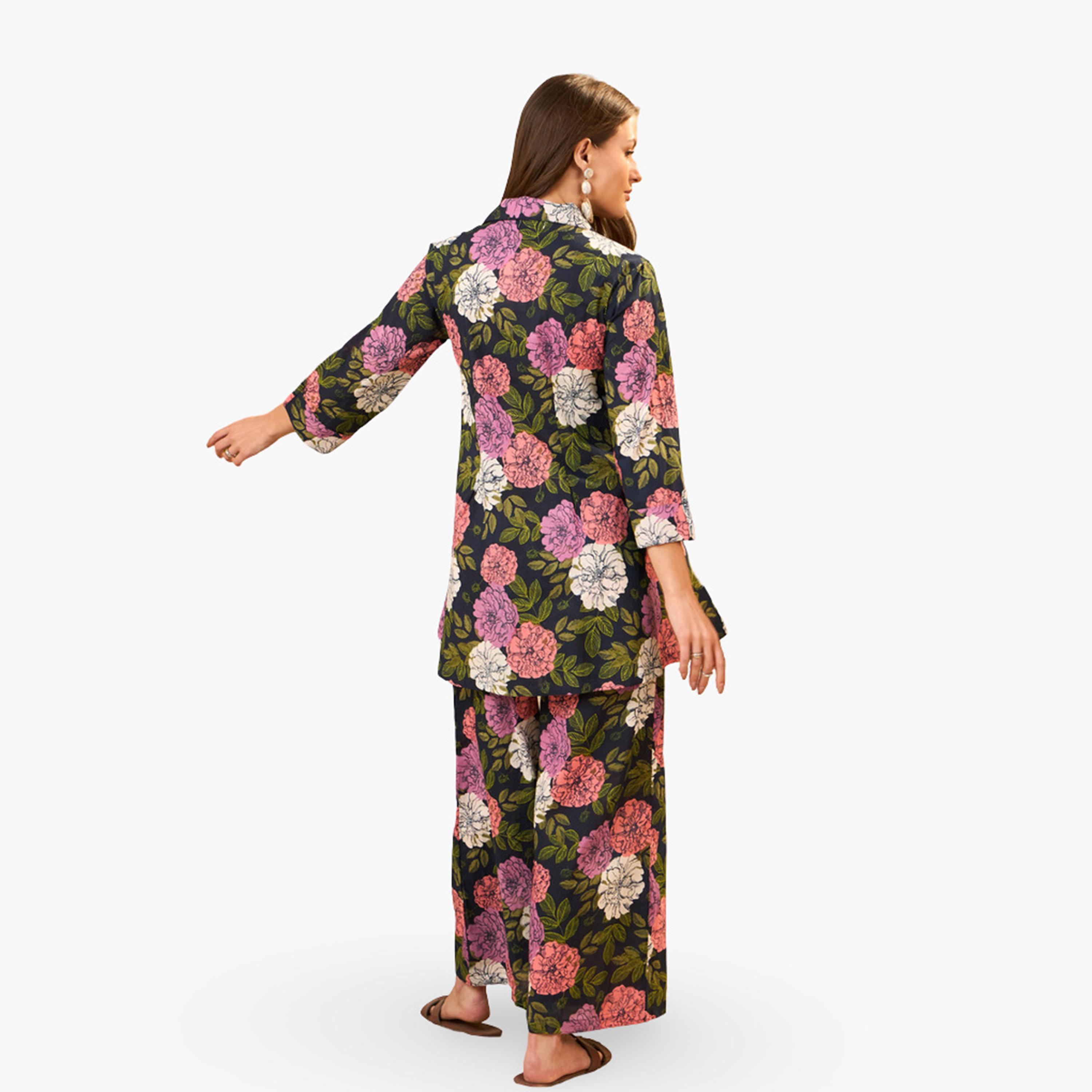 Imana X Styli Floral Printed Pure Cotton Tunic and Trousers Co-Ords-women-clothing-coordsets-image-2