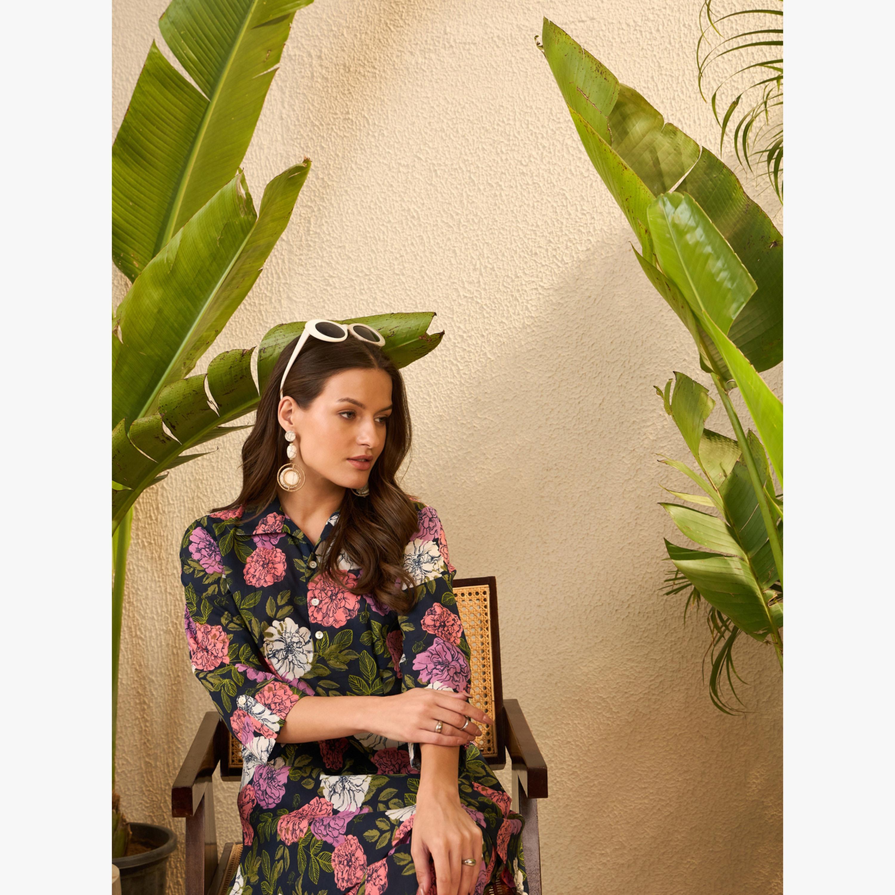Imana X Styli Floral Printed Pure Cotton Tunic and Trousers Co-Ords-women-clothing-coordsets-image-4