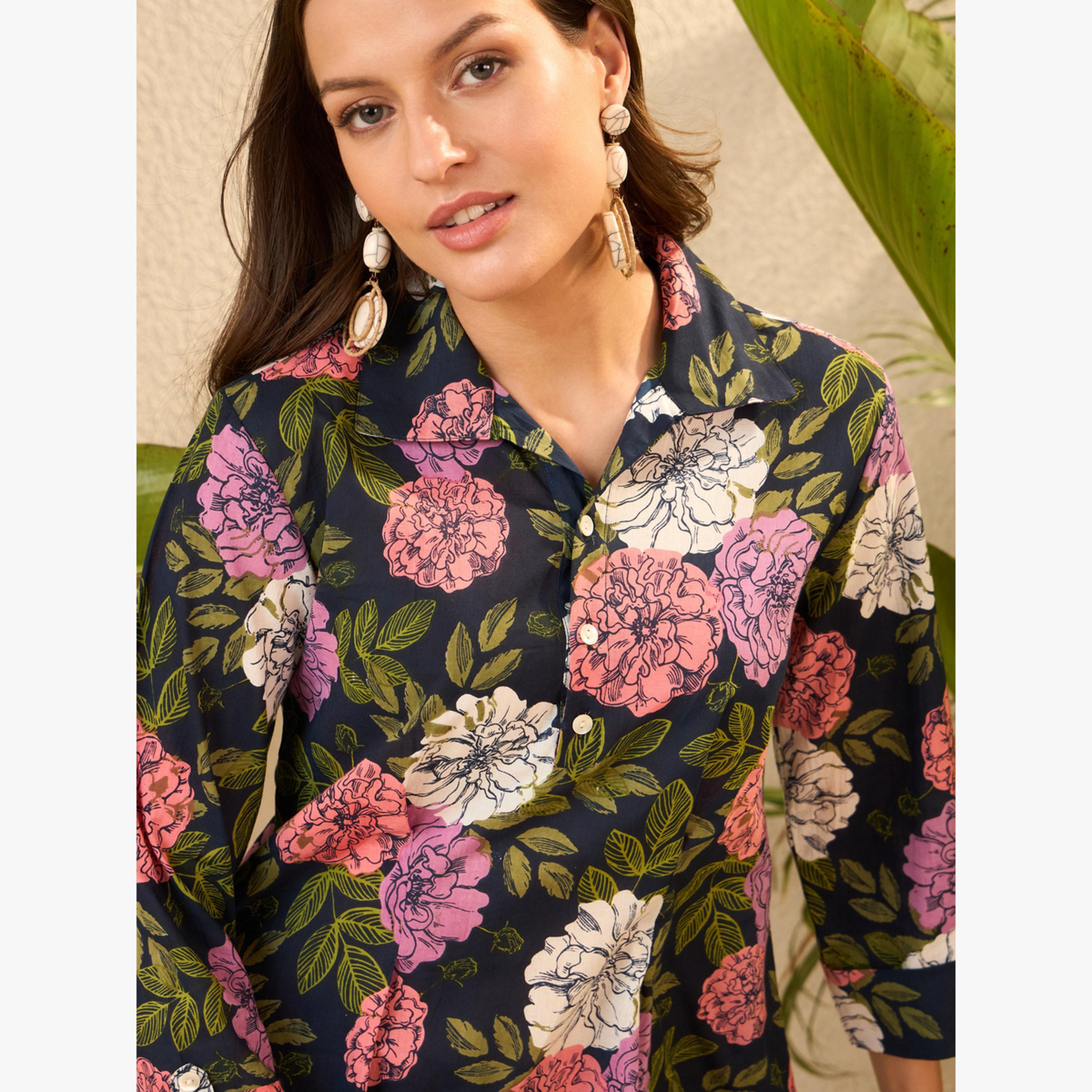 Imana X Styli Floral Printed Pure Cotton Tunic and Trousers Co-Ords-women-clothing-coordsets-image-6