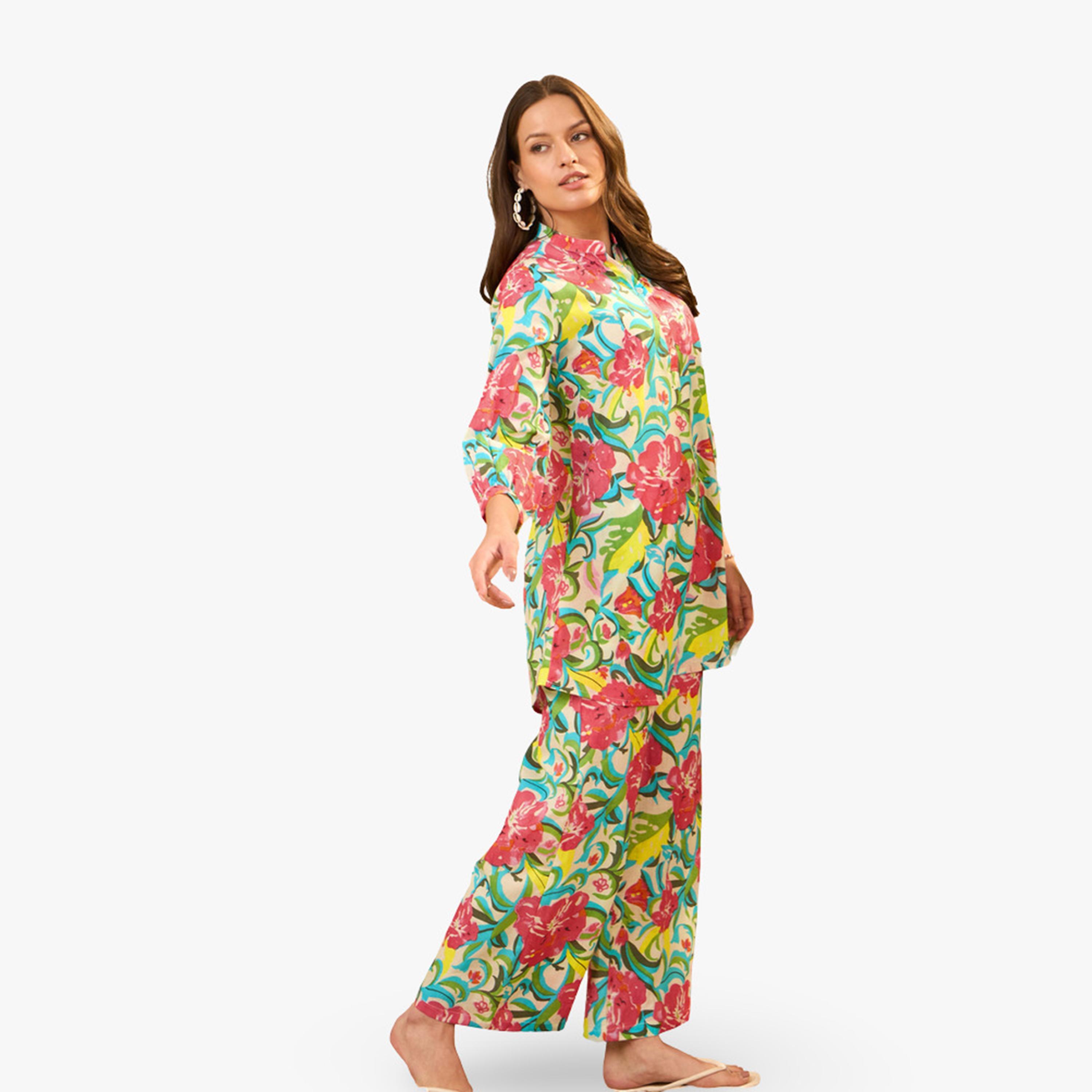 Imana X Styli Floral Printed Pure Cotton Top and Palazzo Co-Ords-women-clothing-coordsets-image-3