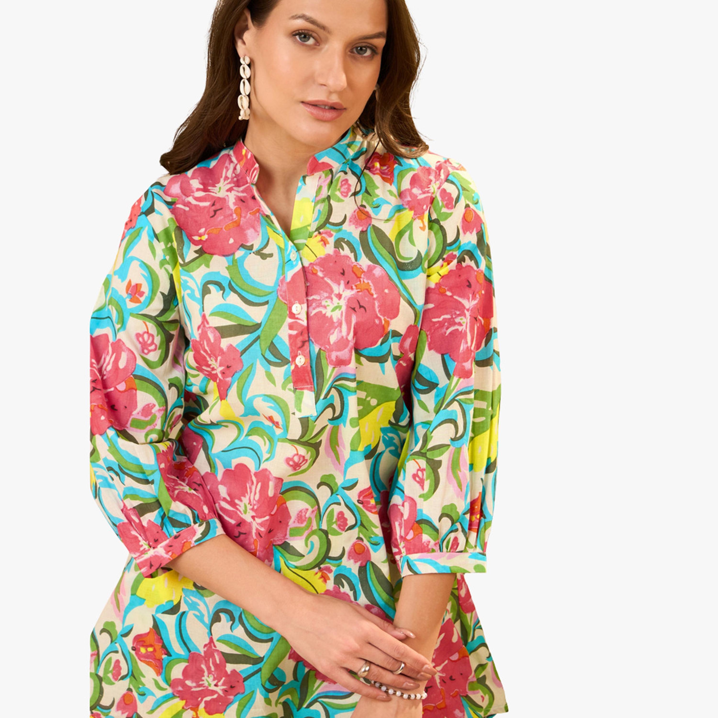 Imana X Styli Floral Printed Pure Cotton Top and Palazzo Co-Ords-women-clothing-coordsets-image-6