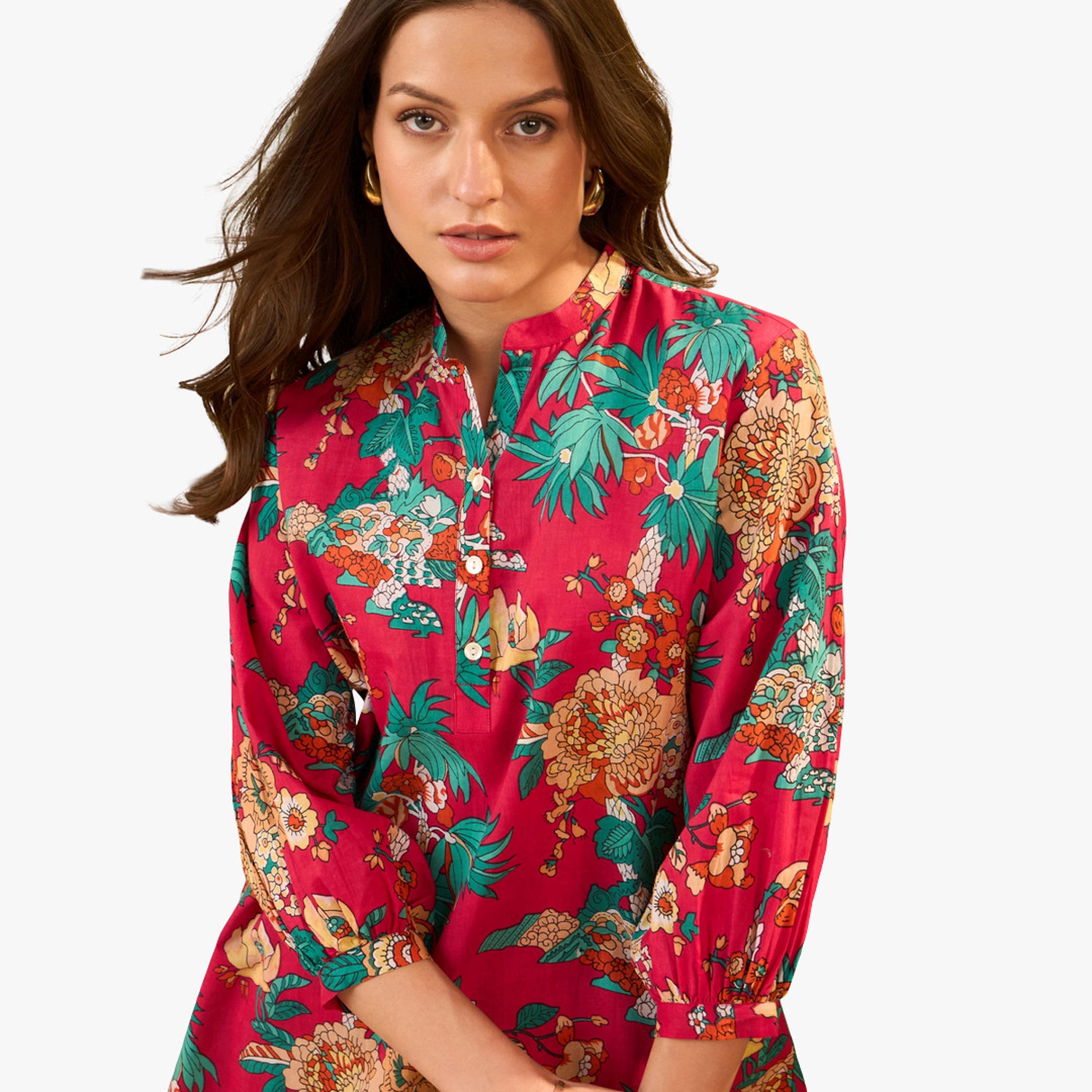 Imana X Styli Pink Floral Printed Pure Cotton Top and Palazzo Co-Ords-women-clothing-coordsets-image-6