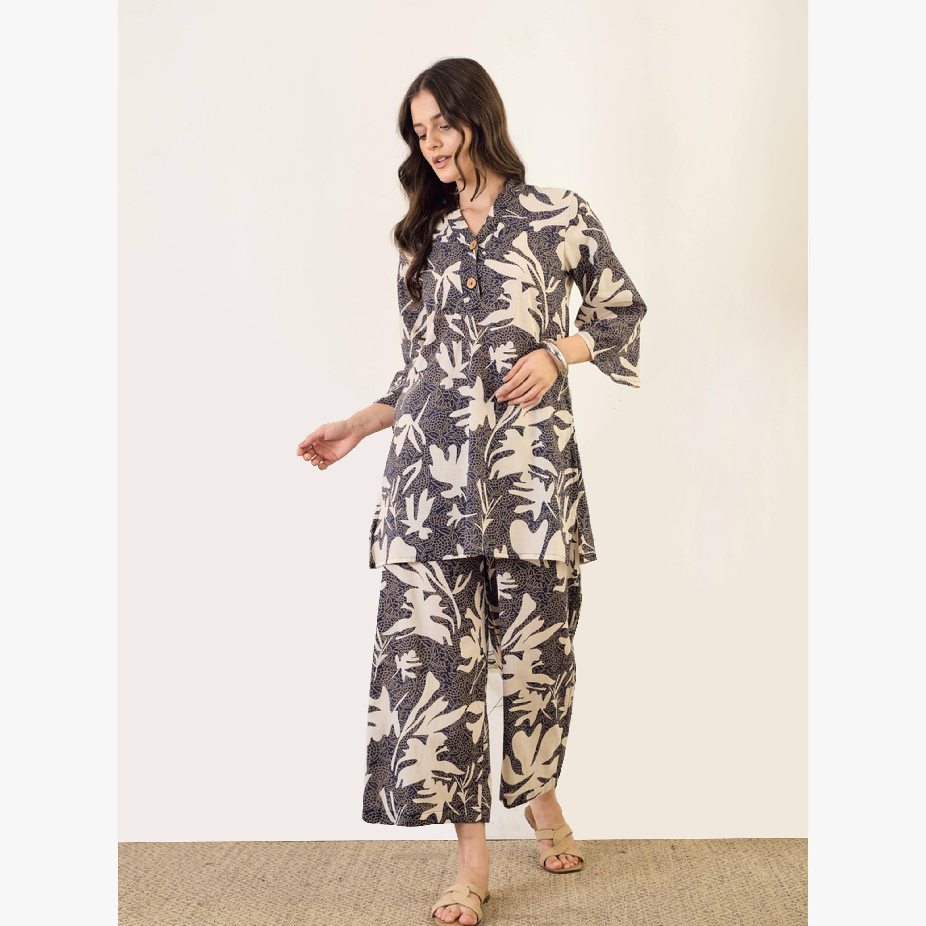 Imana X Styli Black Printed Pure Cotton Top with Trousers Co-Ords-women-clothing-coordsets-image-6