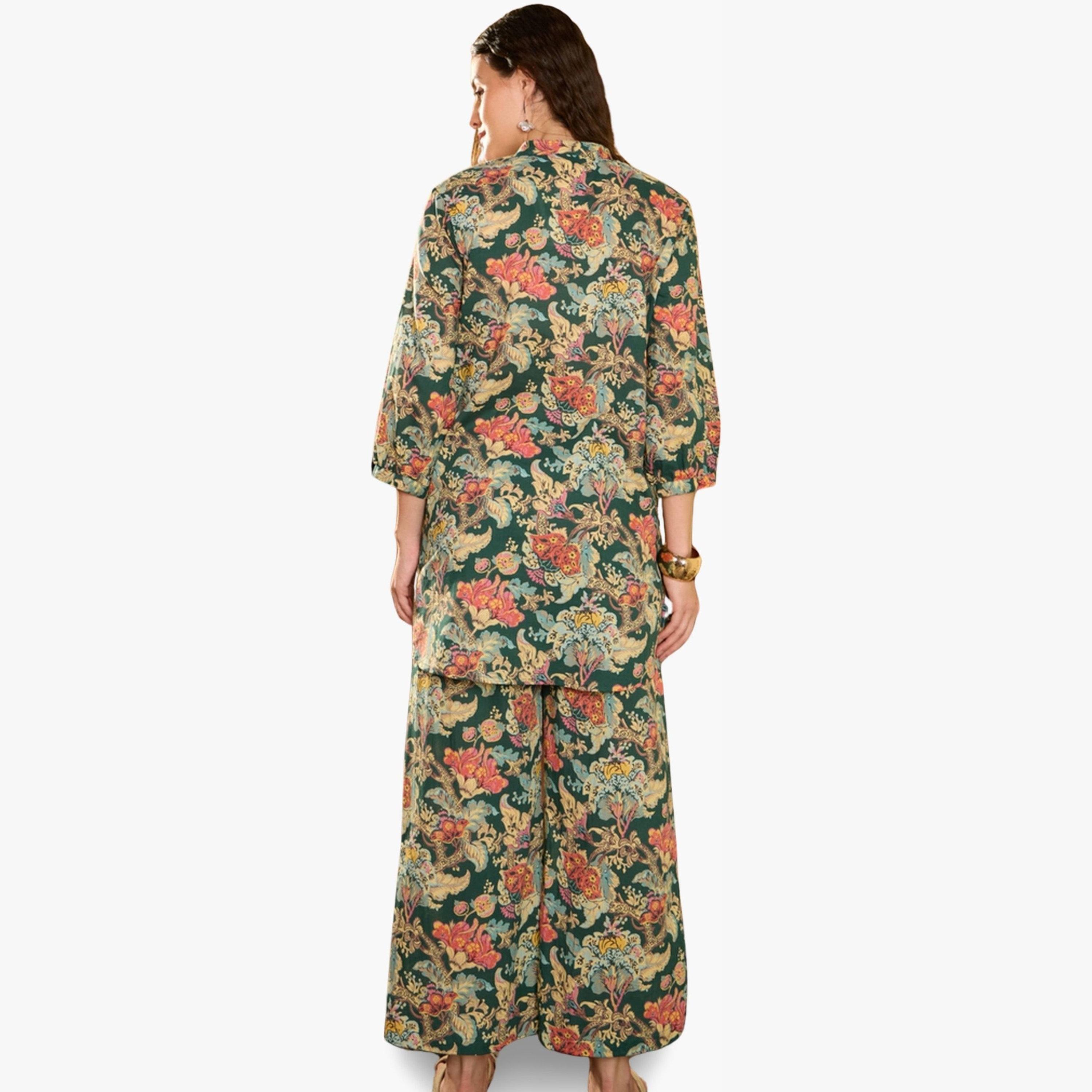 Imana X Styli Floral Print Pure Cotton Top with Palazzo Co-Ords-women-clothing-coordsets-image-2