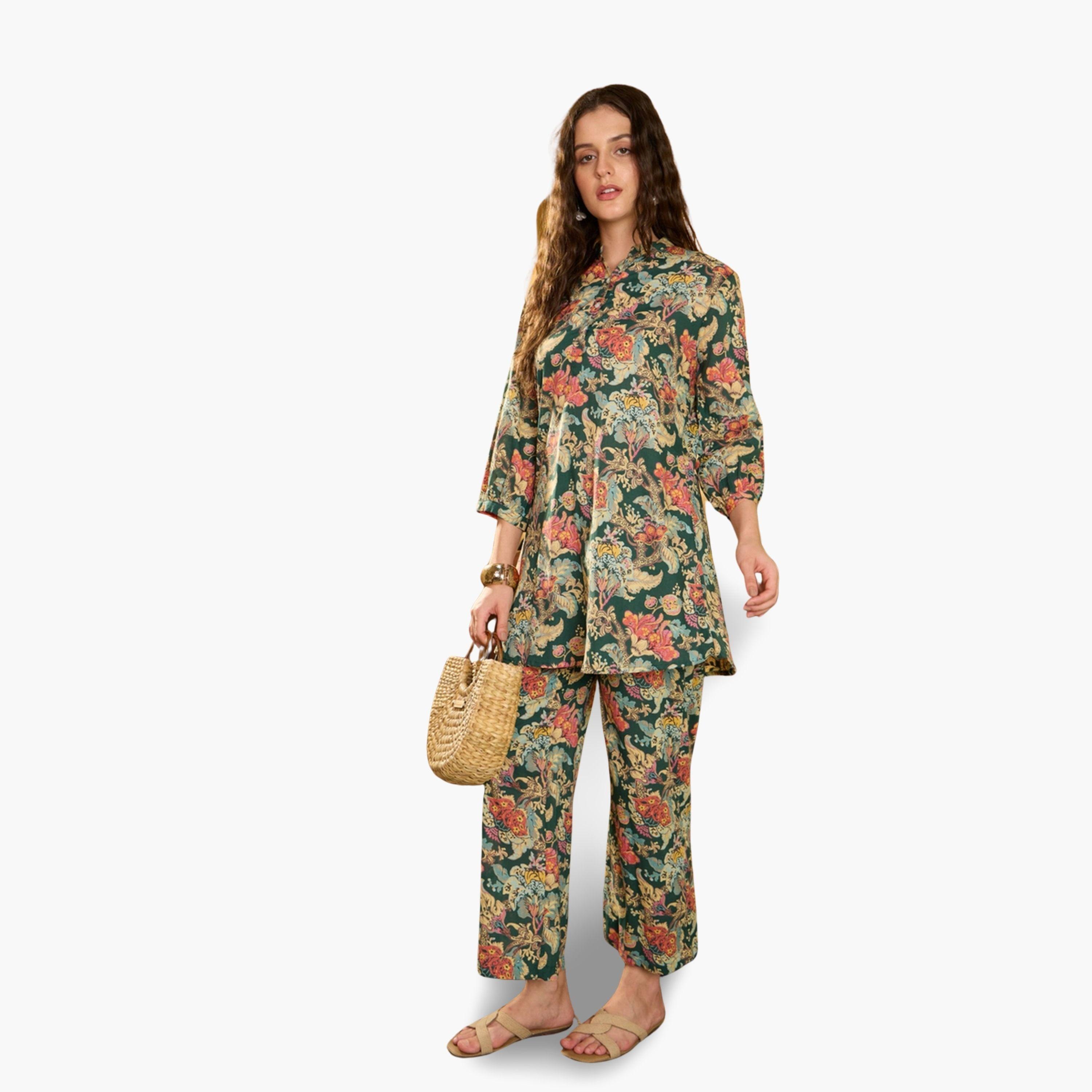 Imana X Styli Floral Print Pure Cotton Top with Palazzo Co-Ords-women-clothing-coordsets-image-5