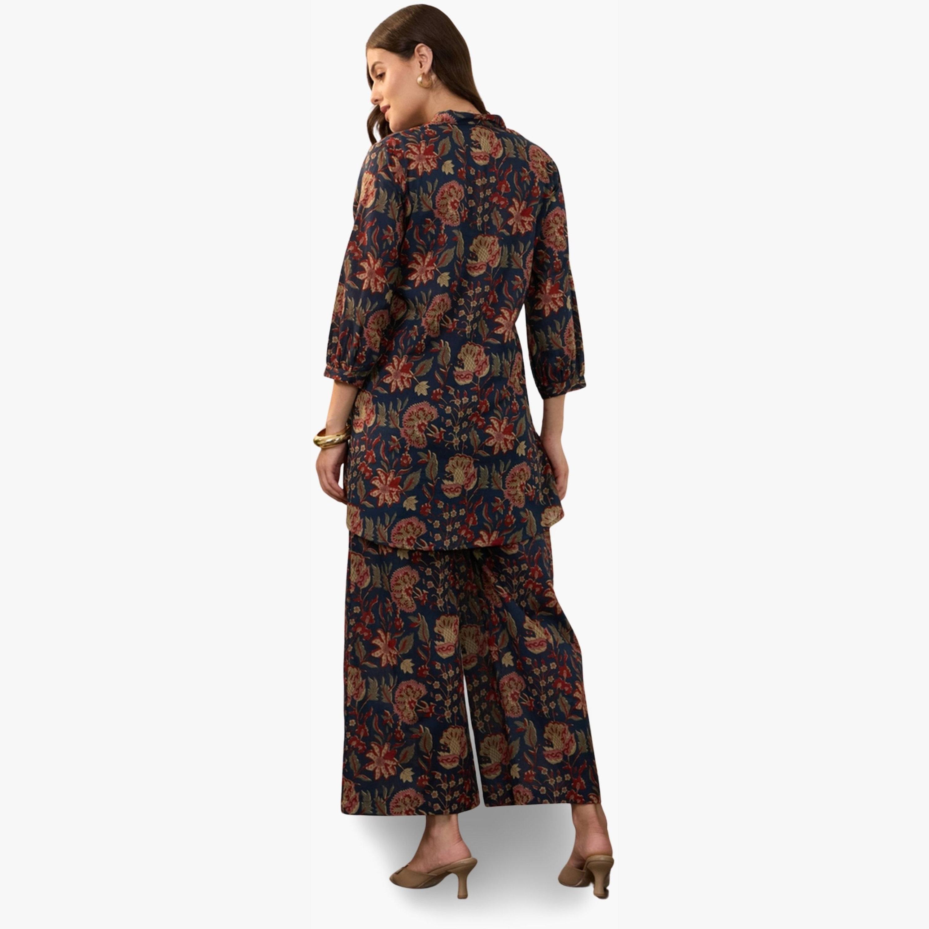 Imana X Styli Floral Printed Pure Cotton Top with Palazzo Co-Ords-women-clothing-coordsets-image-2
