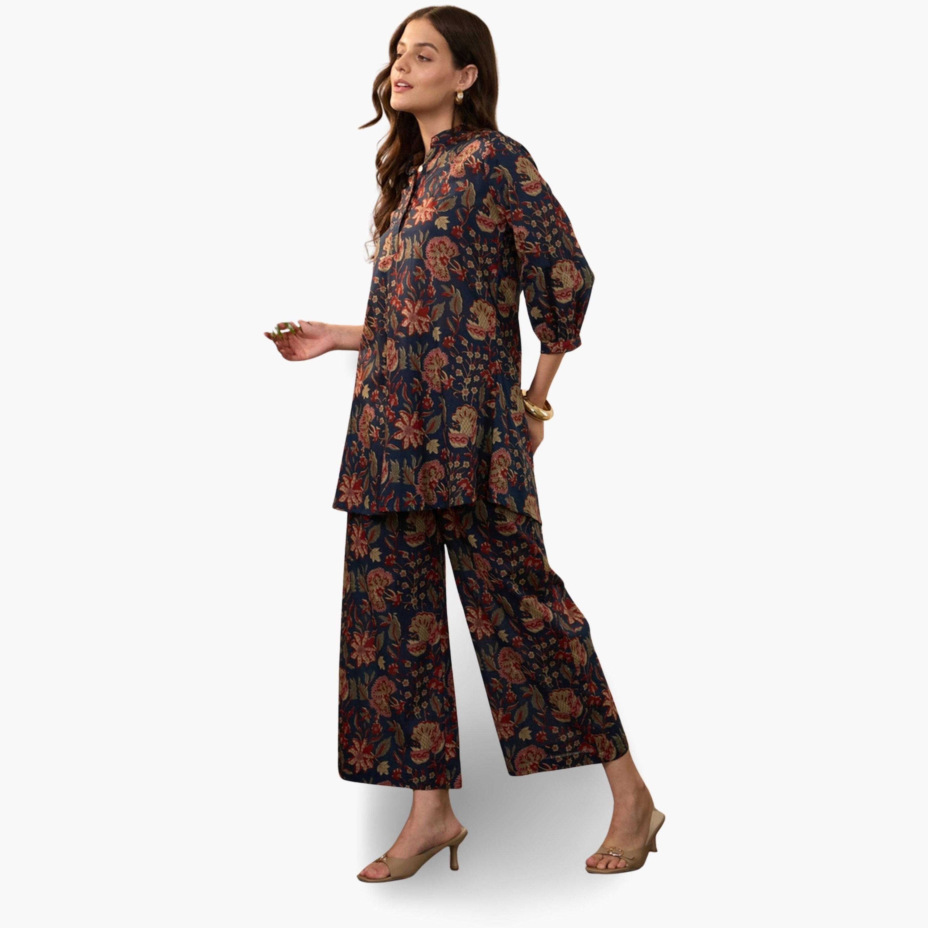 Imana X Styli Floral Printed Pure Cotton Top with Palazzo Co-Ords-women-clothing-coordsets-image-3