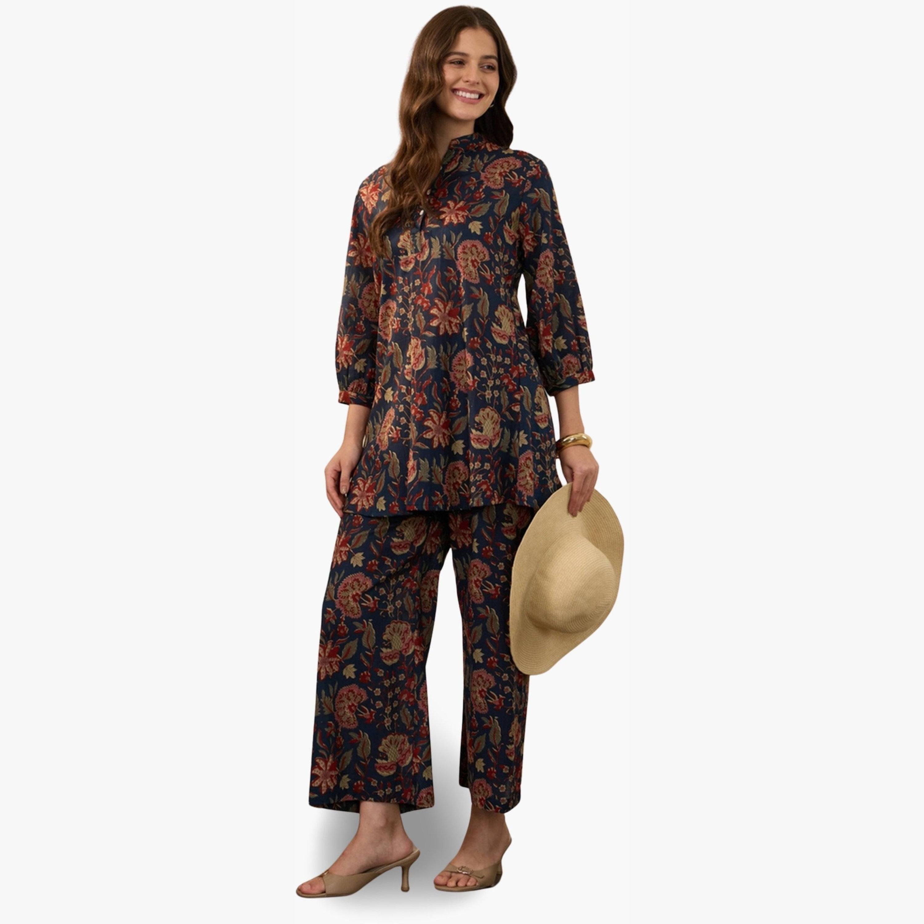 Imana X Styli Floral Printed Pure Cotton Top with Palazzo Co-Ords-women-clothing-coordsets-image-5
