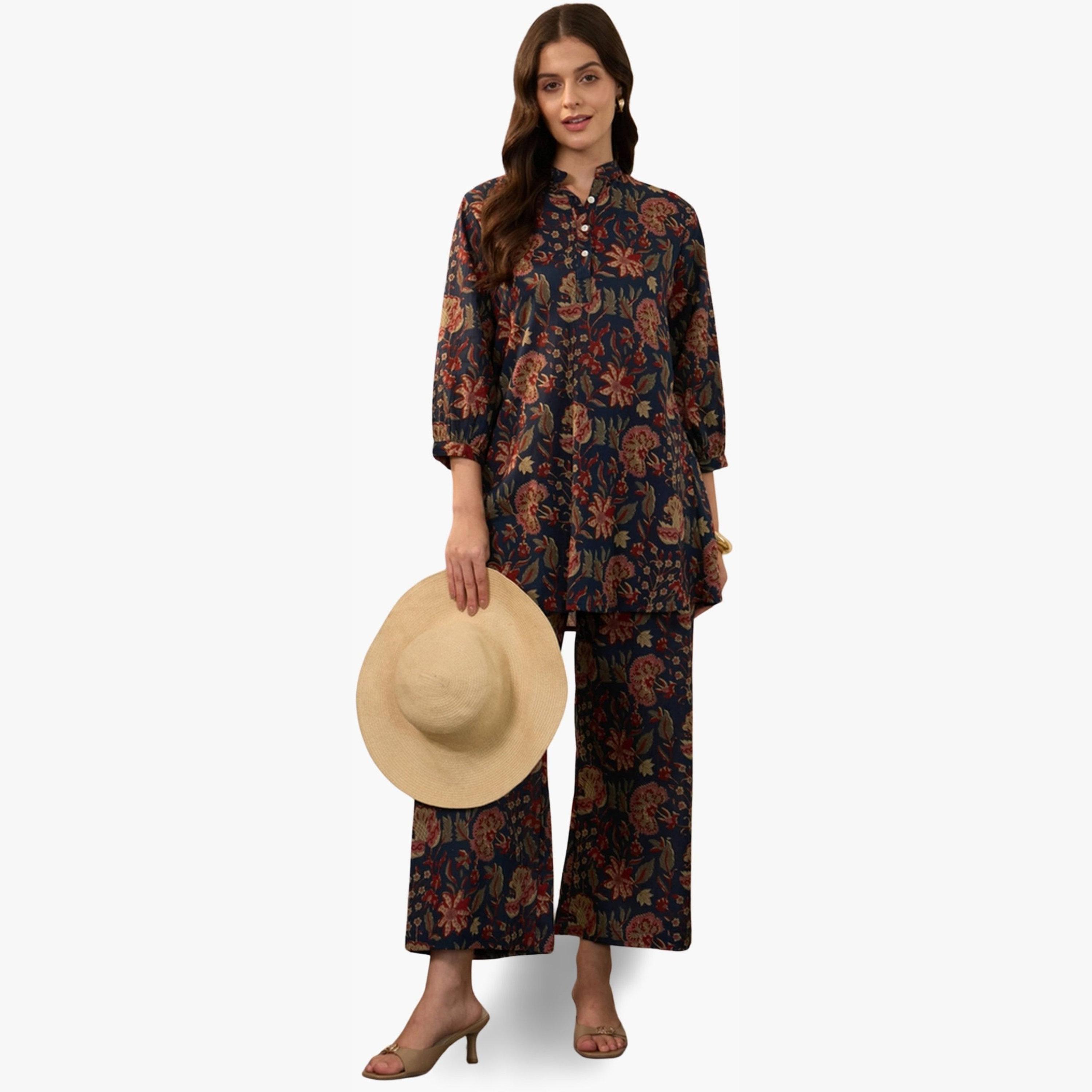 Imana X Styli Floral Printed Pure Cotton Top with Palazzo Co-Ords-women-clothing-coordsets-image-6