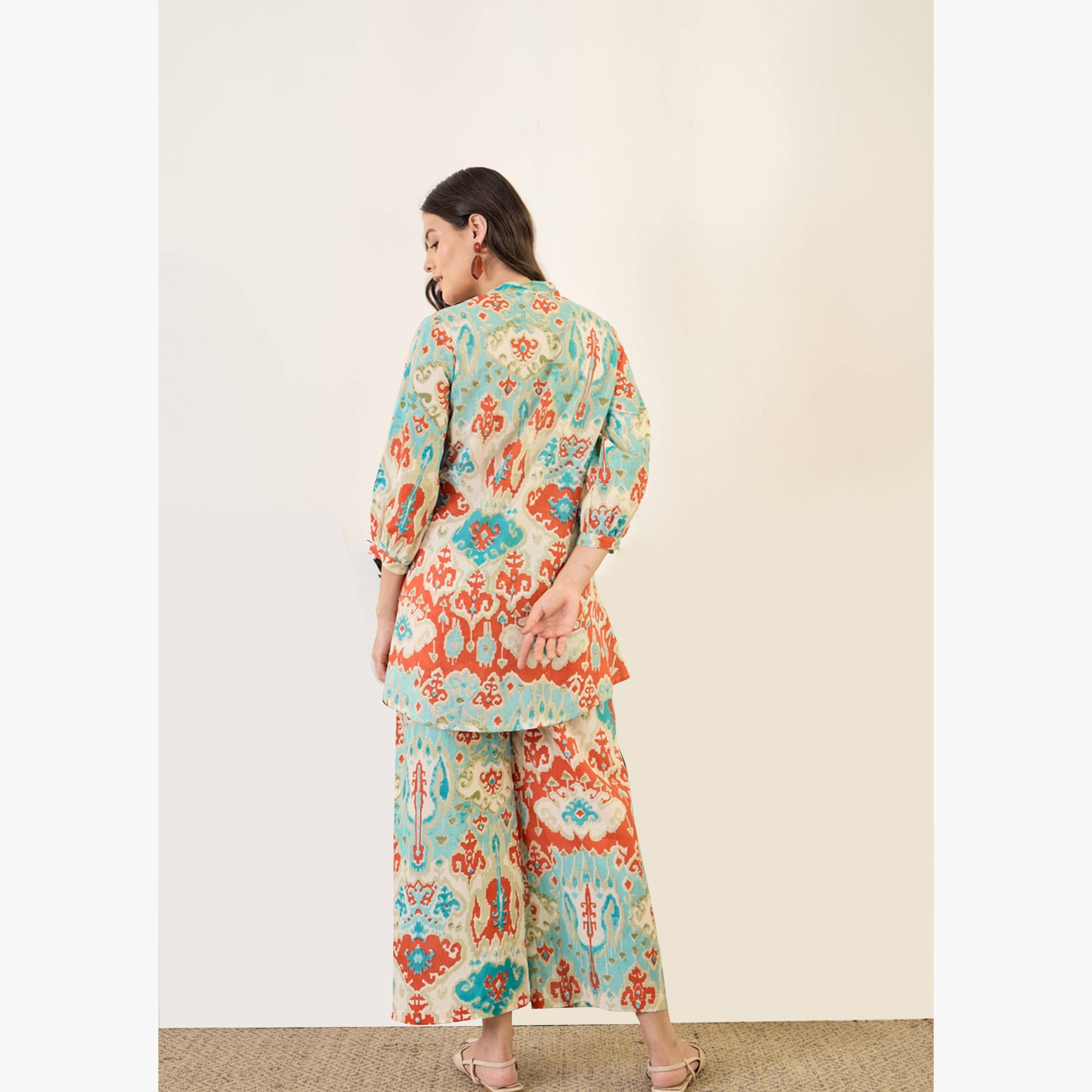 Imana X Styli Printed Pure Cotton Top with Palazzo Co-Ords-women-clothing-coordsets-image-2