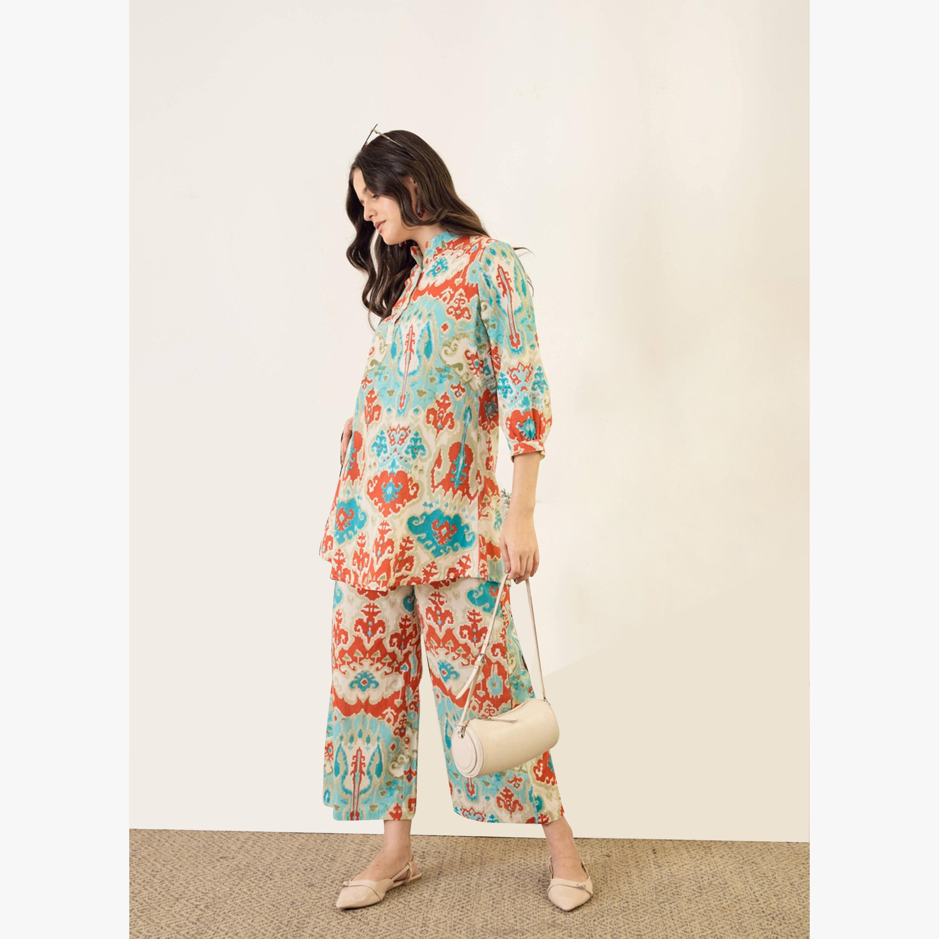 Imana X Styli Printed Pure Cotton Top with Palazzo Co-Ords-women-clothing-coordsets-image-5