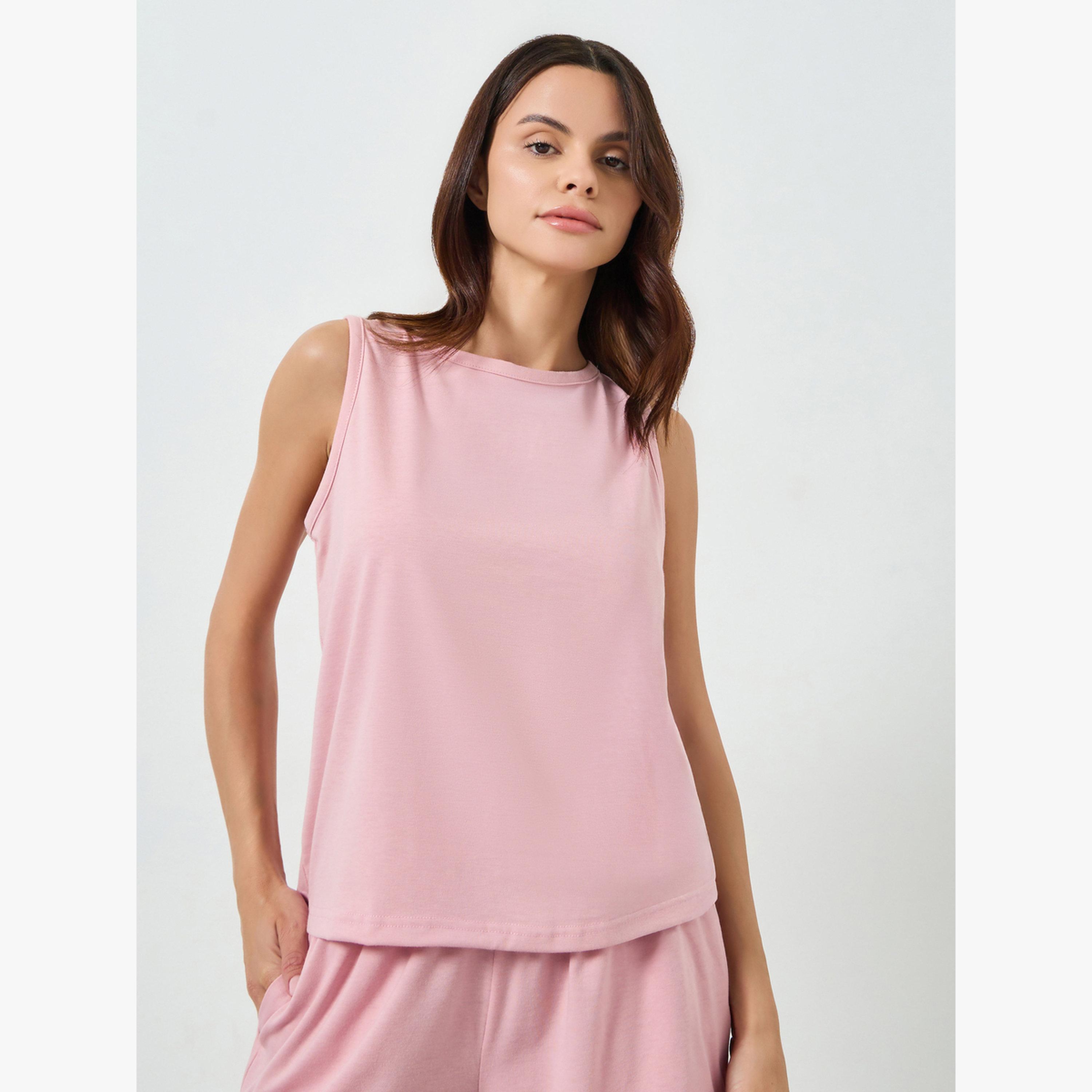 مجموعة من شورت وبلوزة بلا أكمام-women-clothing-nightwear-pyjamas-shortsets-image-2