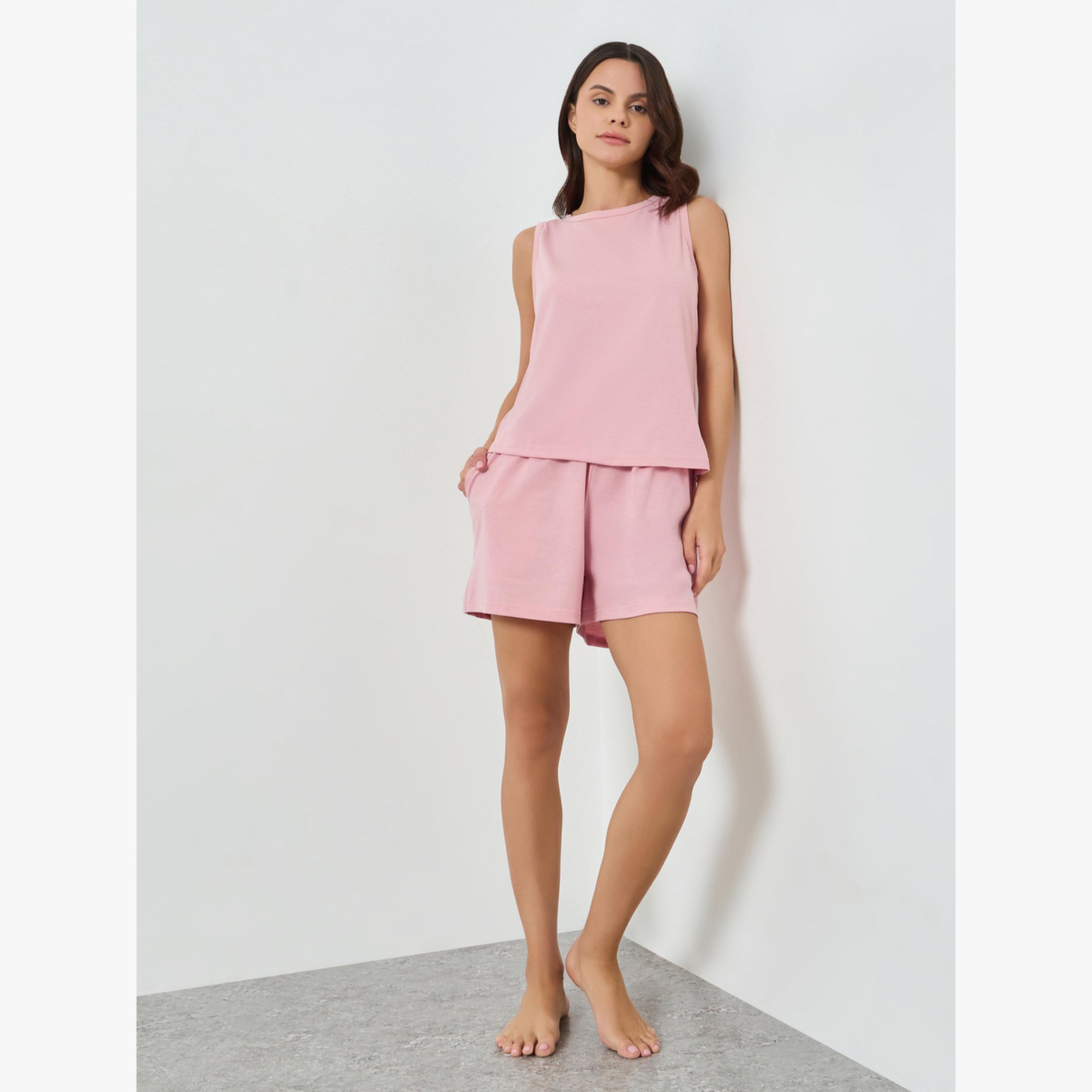 مجموعة من شورت وبلوزة بلا أكمام-women-clothing-nightwear-pyjamas-shortsets-image-3