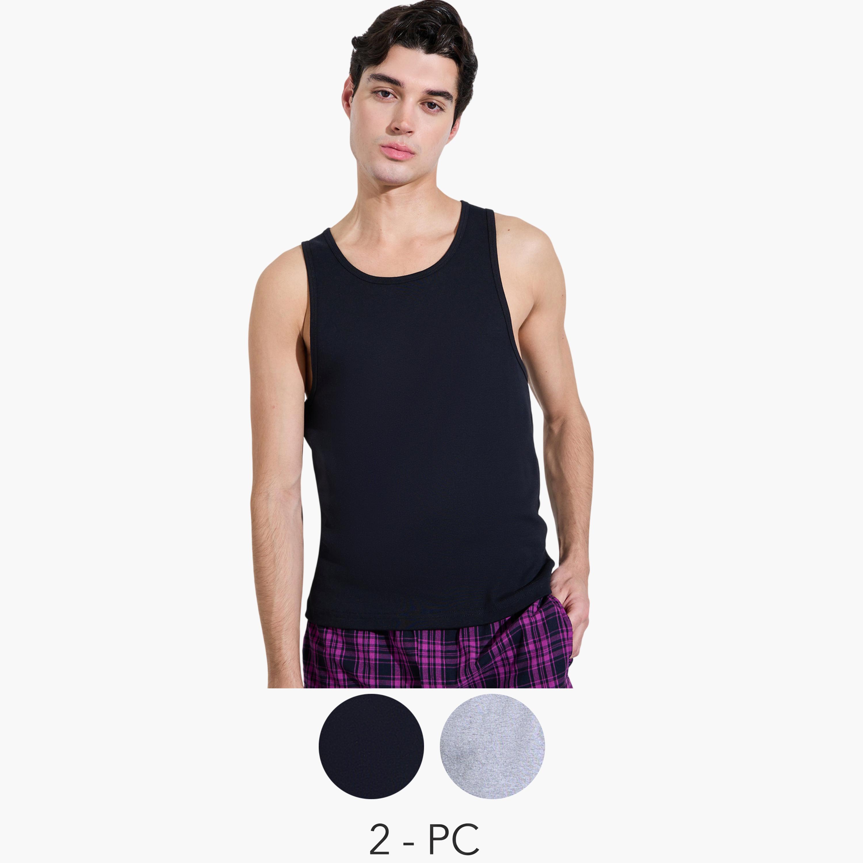 Styli Pack of 2 - Solid Round Neck Vest-men-clothing-innerwear-vests-image-1