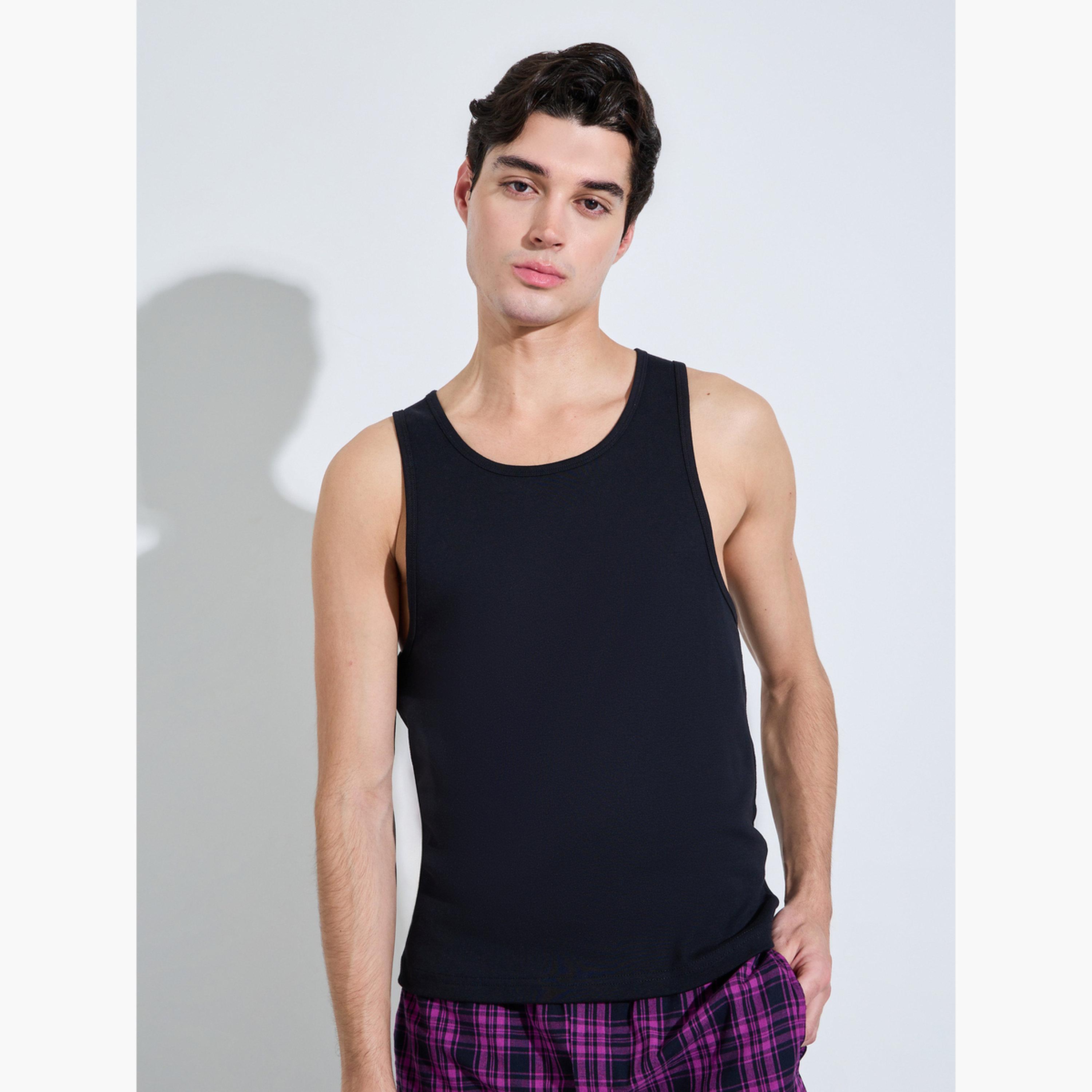 Styli Pack of 2 - Solid Round Neck Vest-men-clothing-innerwear-vests-image-2