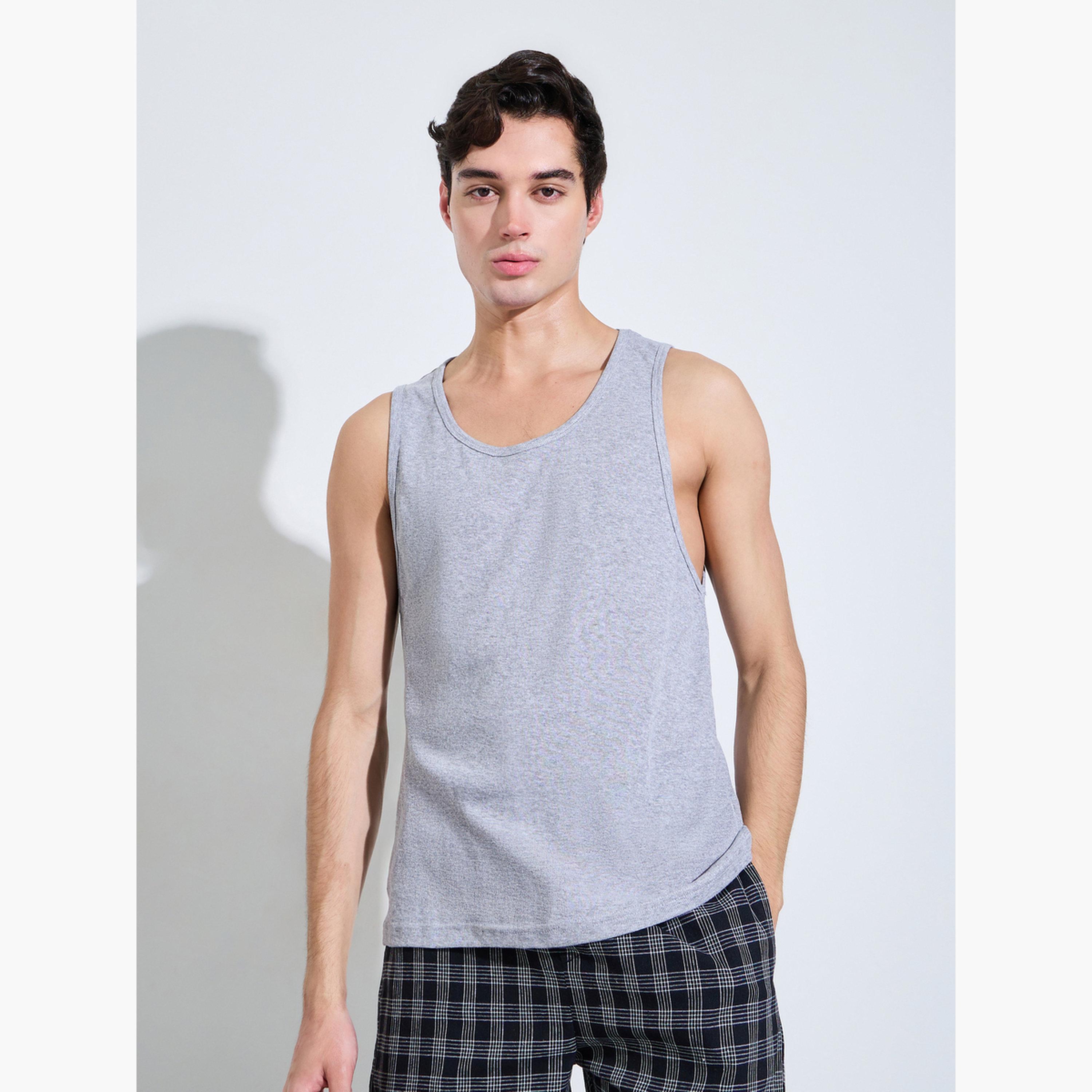 Styli Pack of 2 - Solid Round Neck Vest-men-clothing-innerwear-vests-image-5
