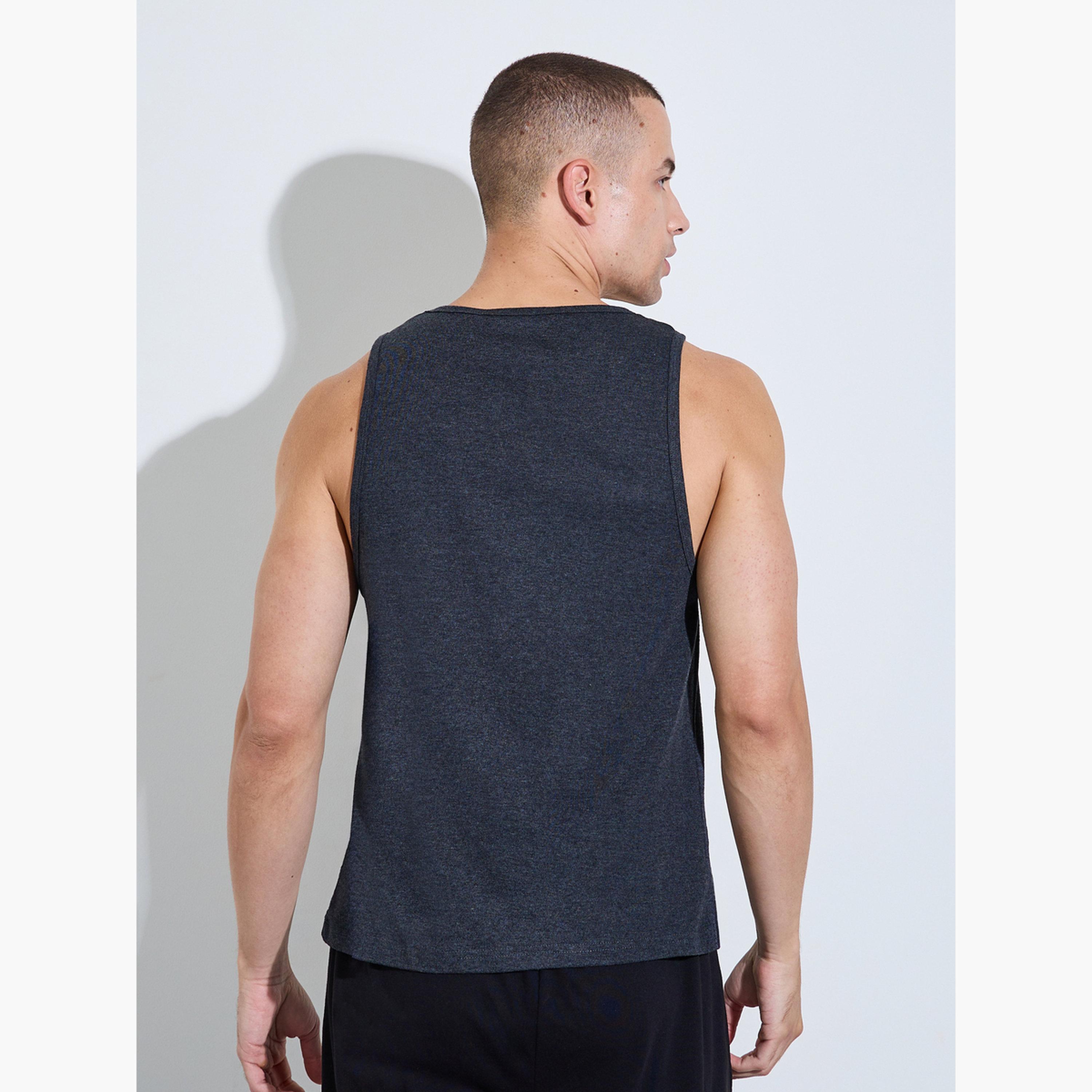 Styli Charcoal Solid Round Neck Ribbed Vest-men-clothing-innerwear-vests-image-3