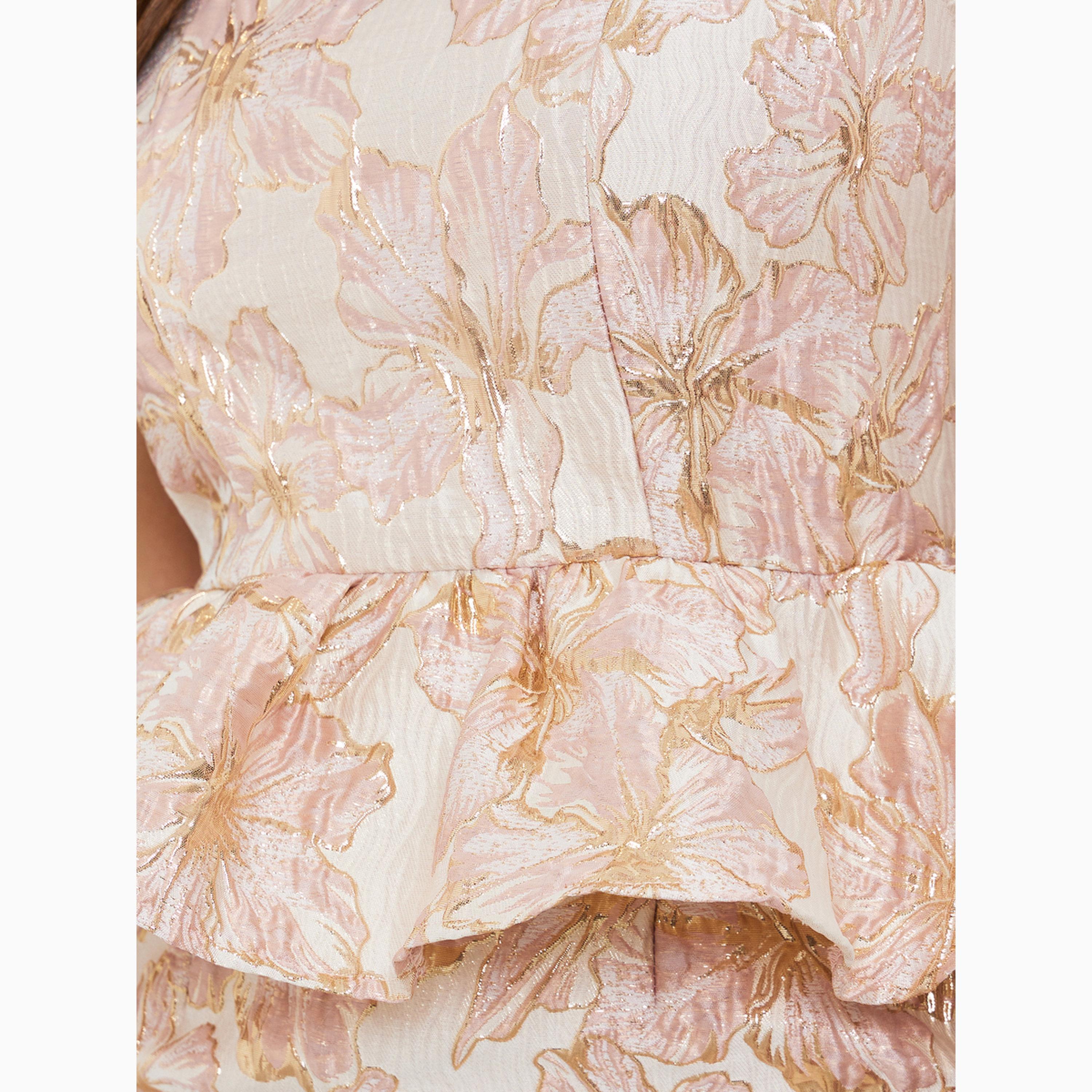 فستان ميدي ضيق جاكار بنقشة زهور-women-clothing-dresses-image-5