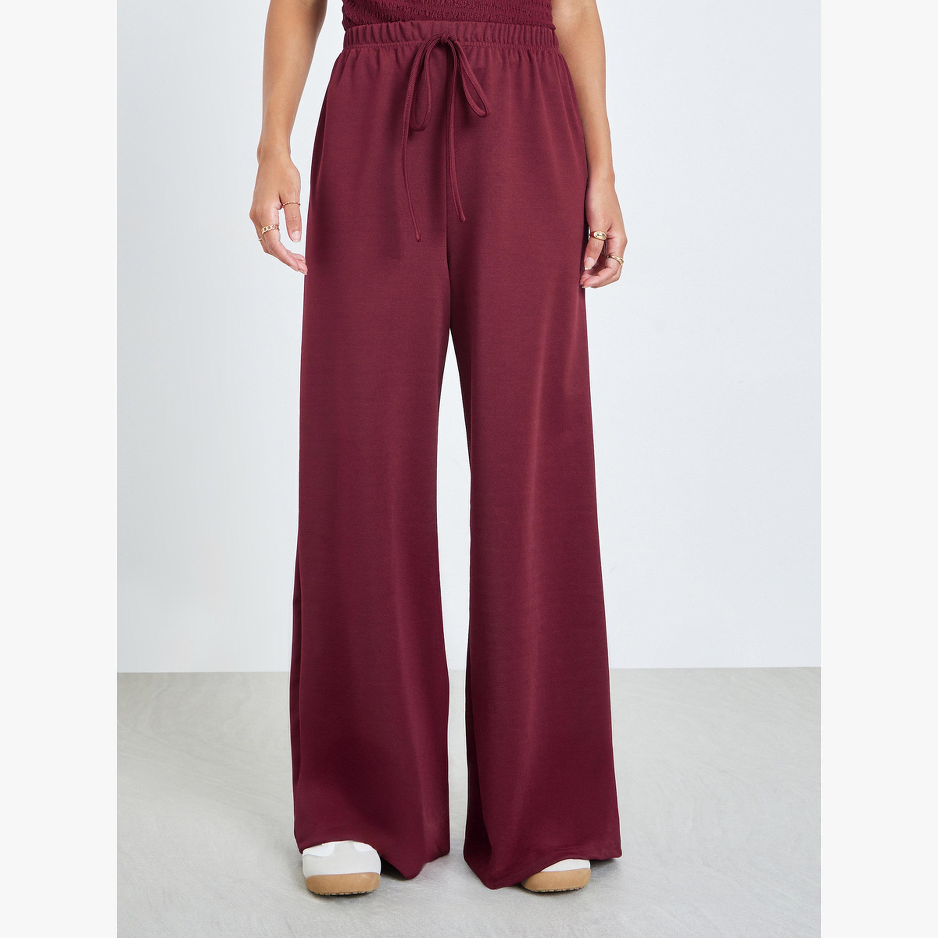 بنطال سادة بأرجل واسعة-women-clothing-bottoms-joggers-image-1