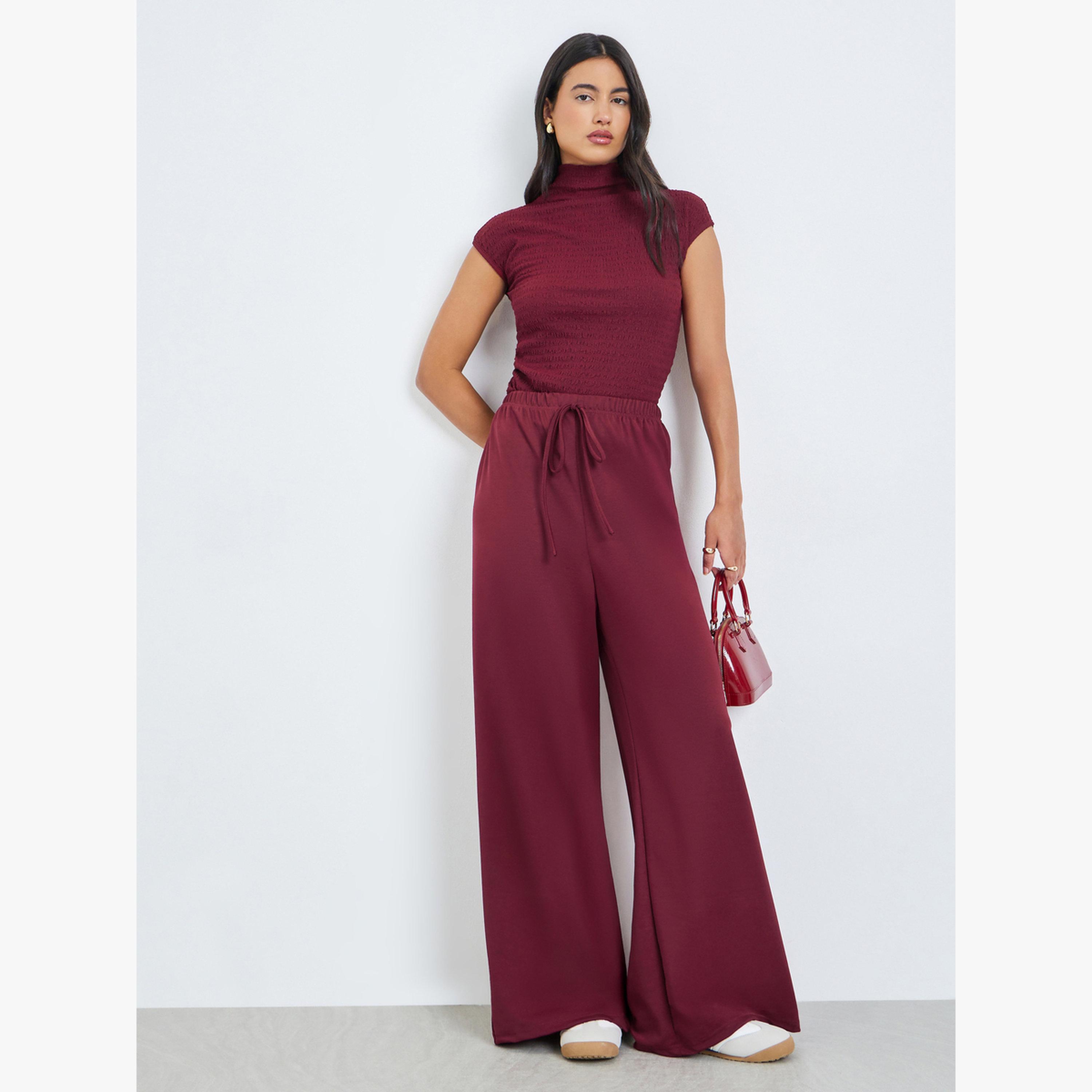 بنطال سادة بأرجل واسعة-women-clothing-bottoms-joggers-image-2