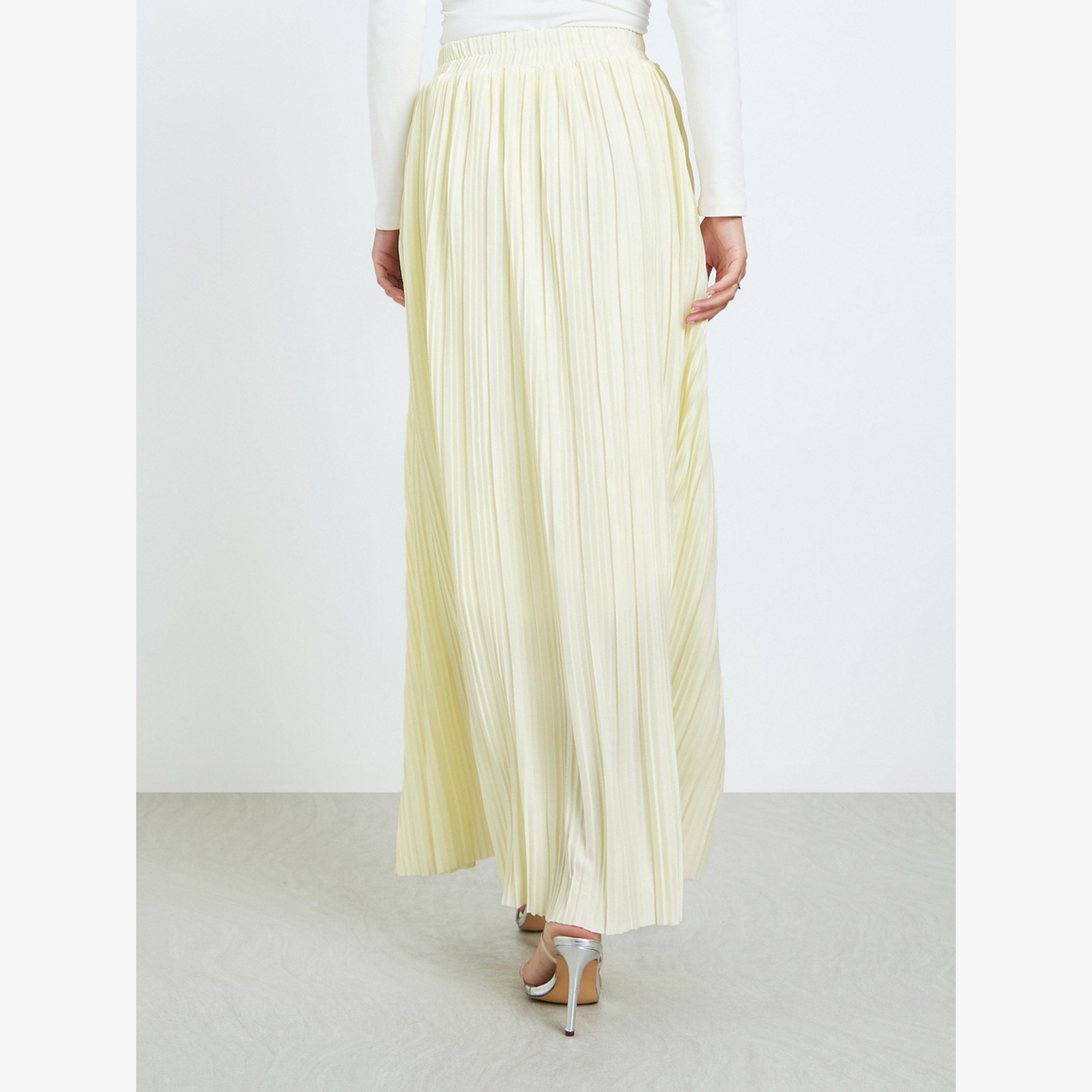 Styli Cream Pleated A-Line Maxi Skirt-women-clothing-bottoms-skirts-image-4