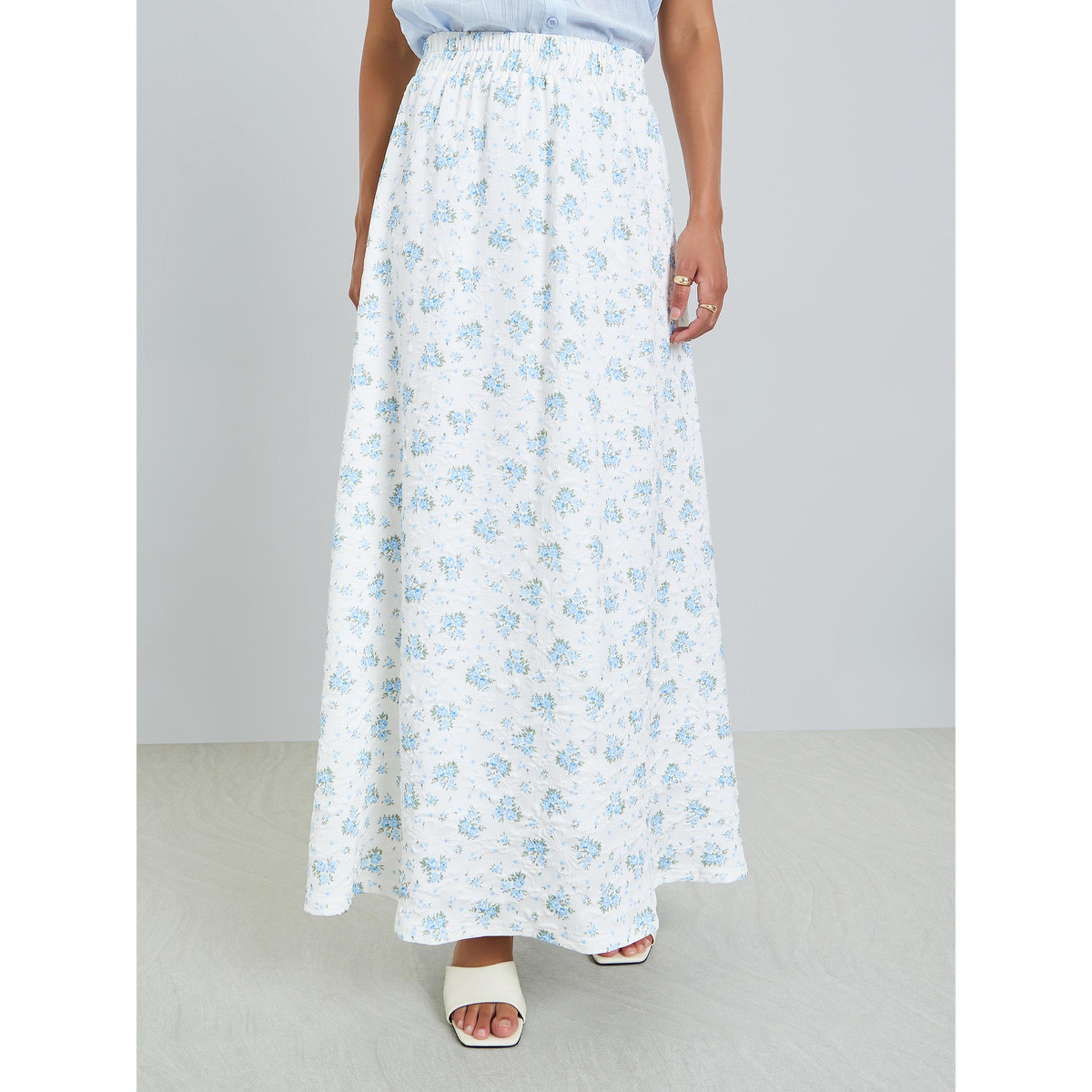 ستايلي - تنورة ماكسي مزينة بنقوش زهور الجاكار-women-clothing-bottoms-skirts-image-1