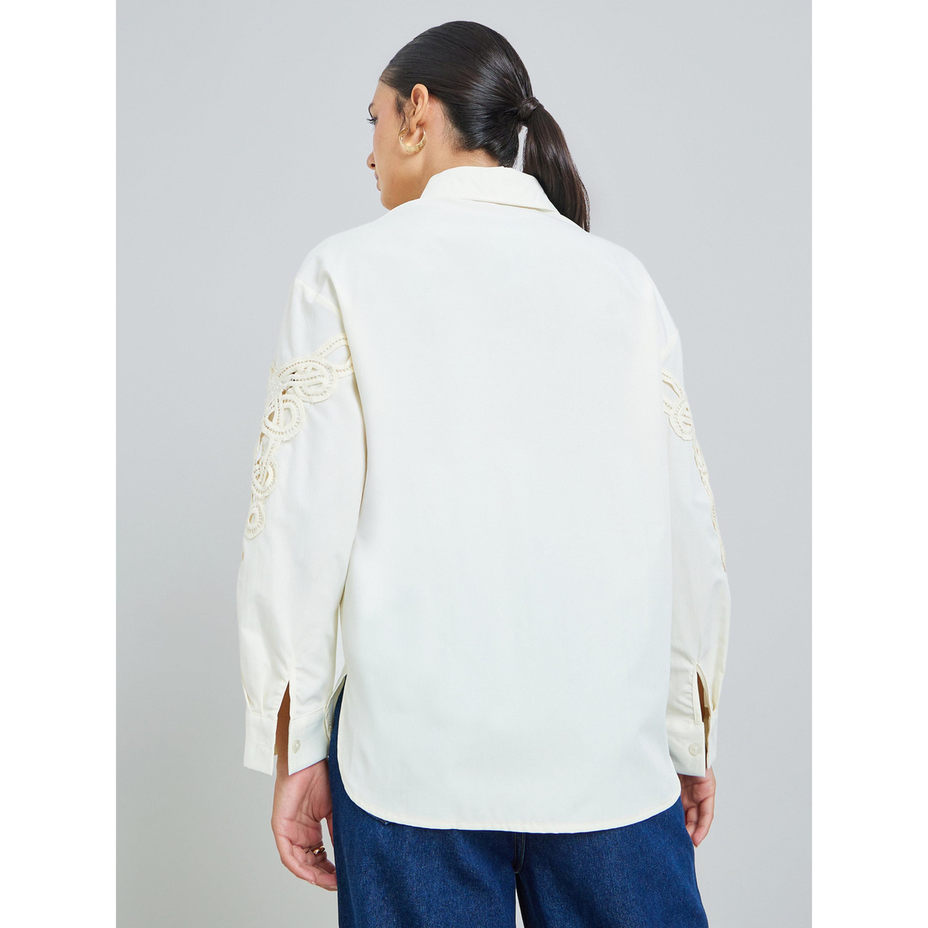 ستايلي - قميص بيج بأكمام طويلة مزين بتطريزات-women-clothing-shirtsandblouses-shirts-image-4