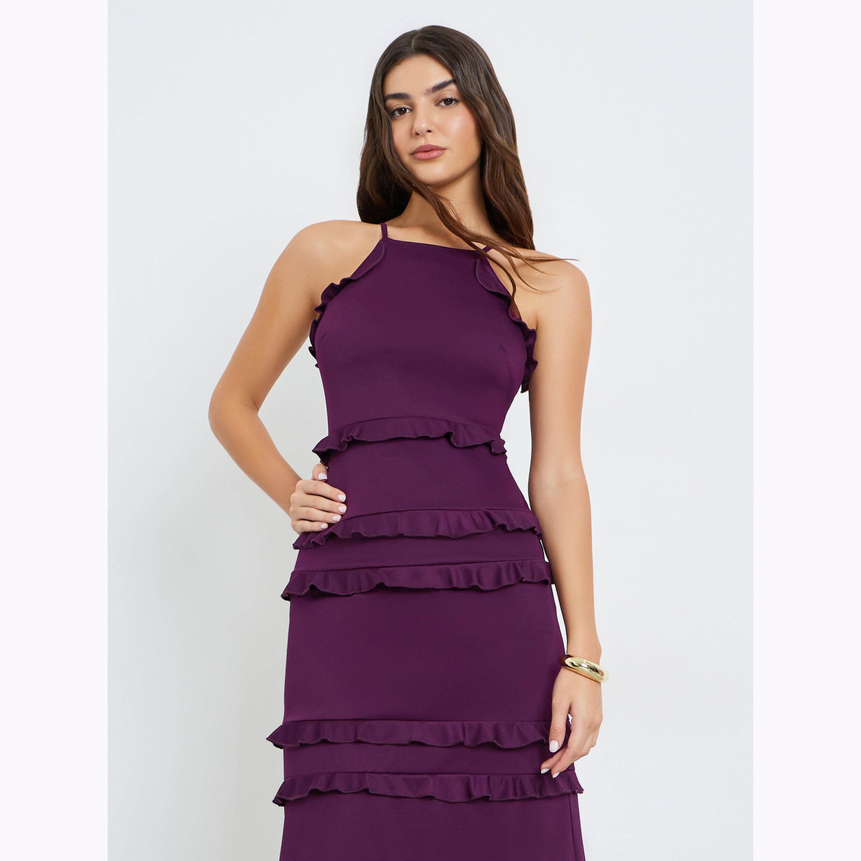 فستان ميدي ضيق بكشكش-women-clothing-dresses-image-2