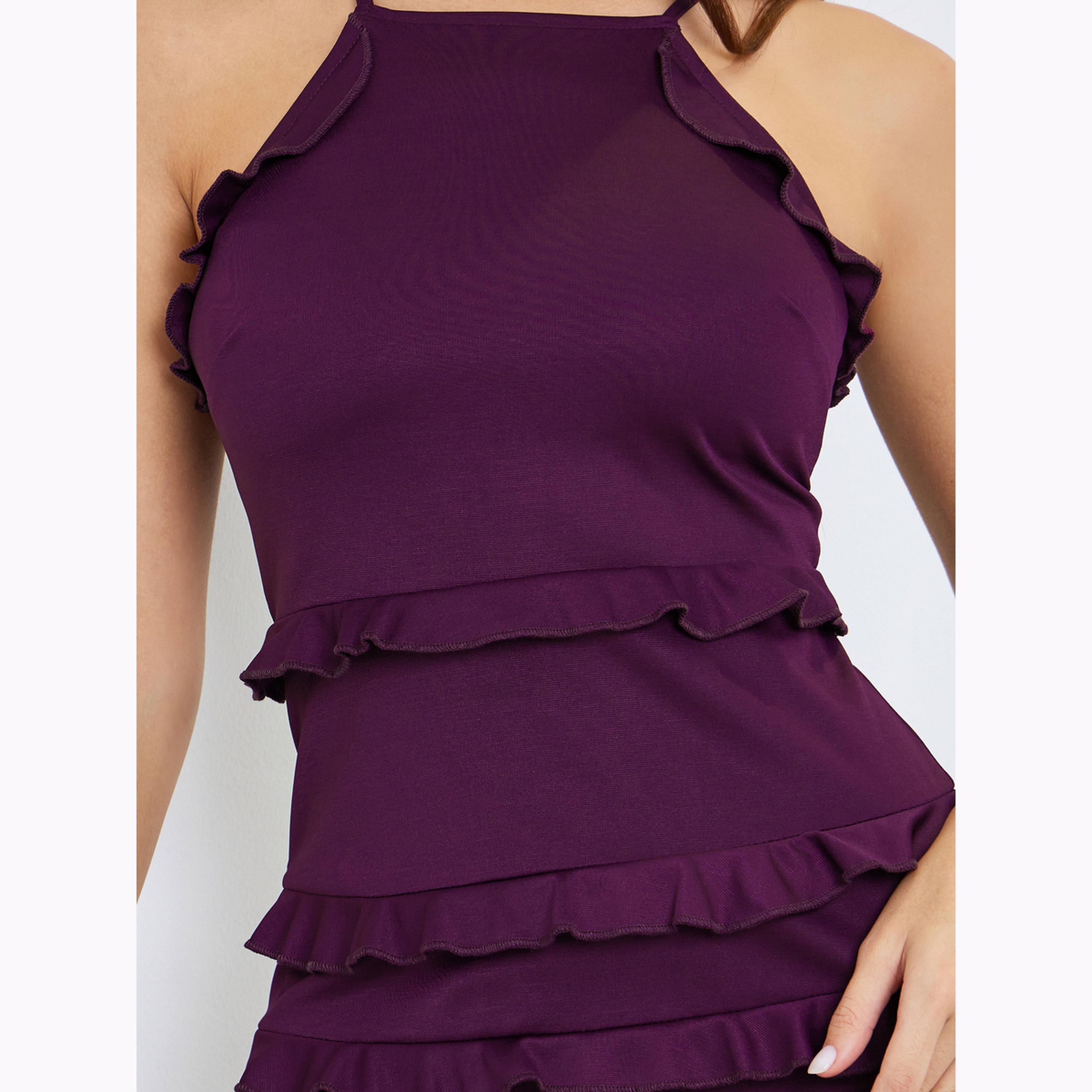 Styli Purple Ruffle Sheath Midi Dress-women-clothing-dresses-image-5