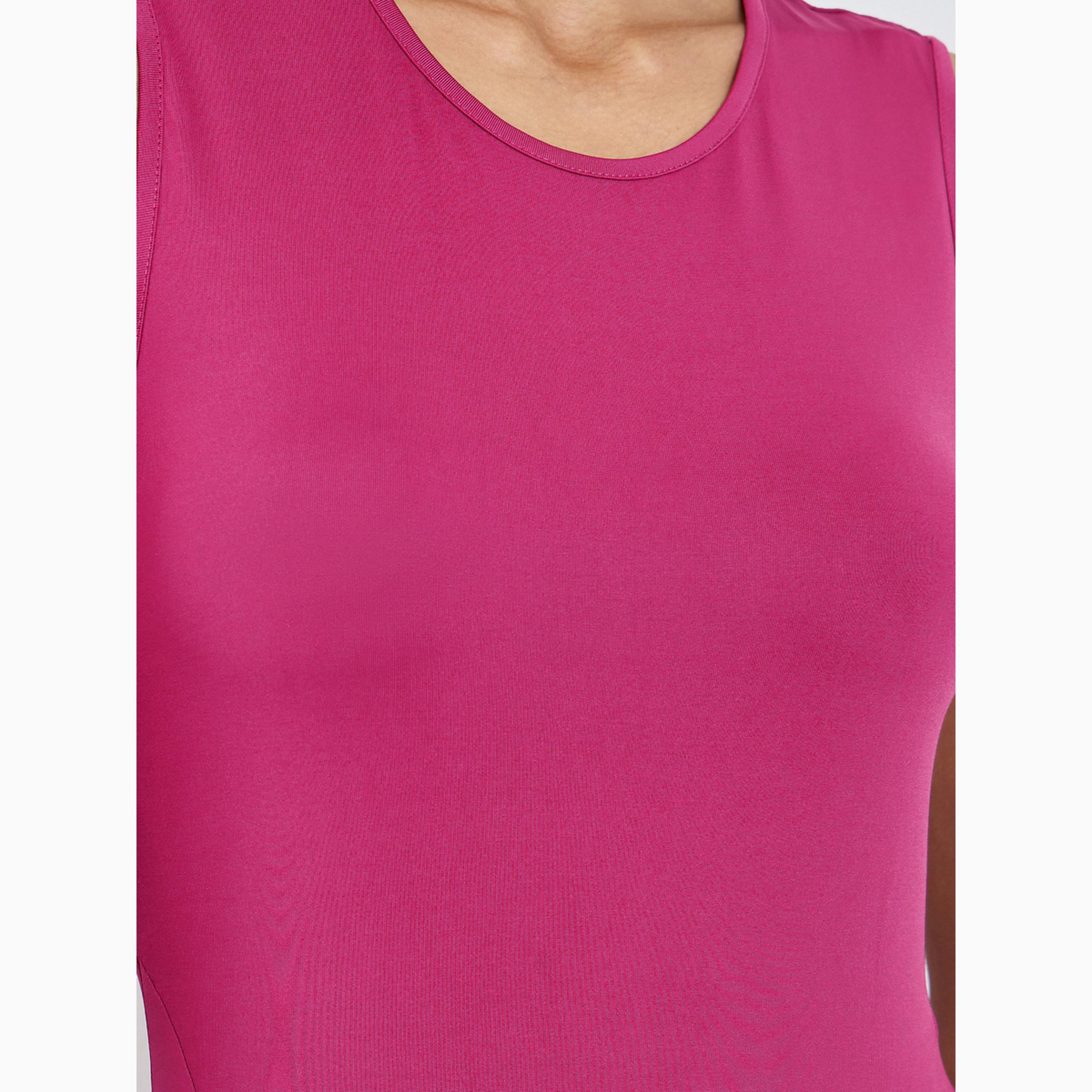 Styli Dark Pink Sleeveless A-Line Maxi Dress-women-clothing-dresses-image-4