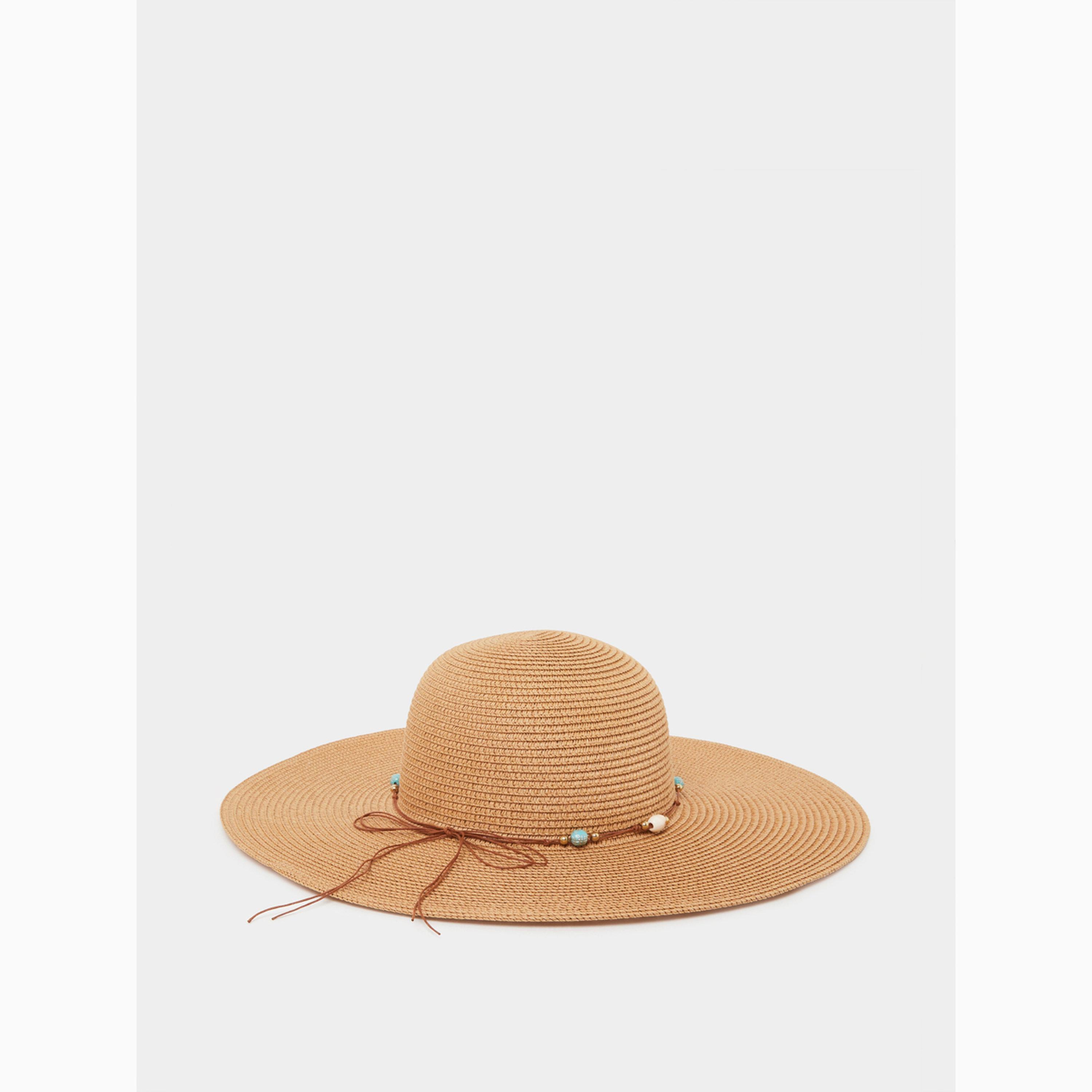 قبعة قش خاكي للحماية من الشمس مزينة باللؤلؤ-women-clothingaccessories-capsandhats-image-2
