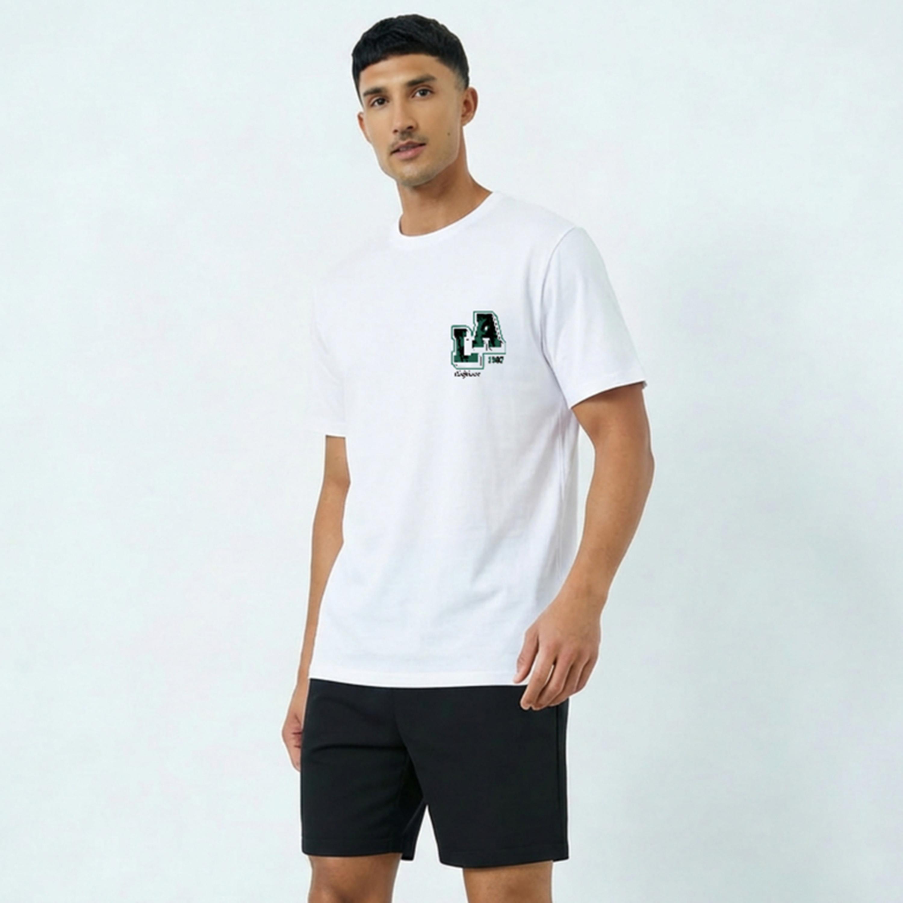 تيك تو × ستايلي - تي شيرت رجالي بأكمام قصيرة ورقبة دائرية مطبوع عليه رسومات مع شورت-men-clothing-coordsets-image-1